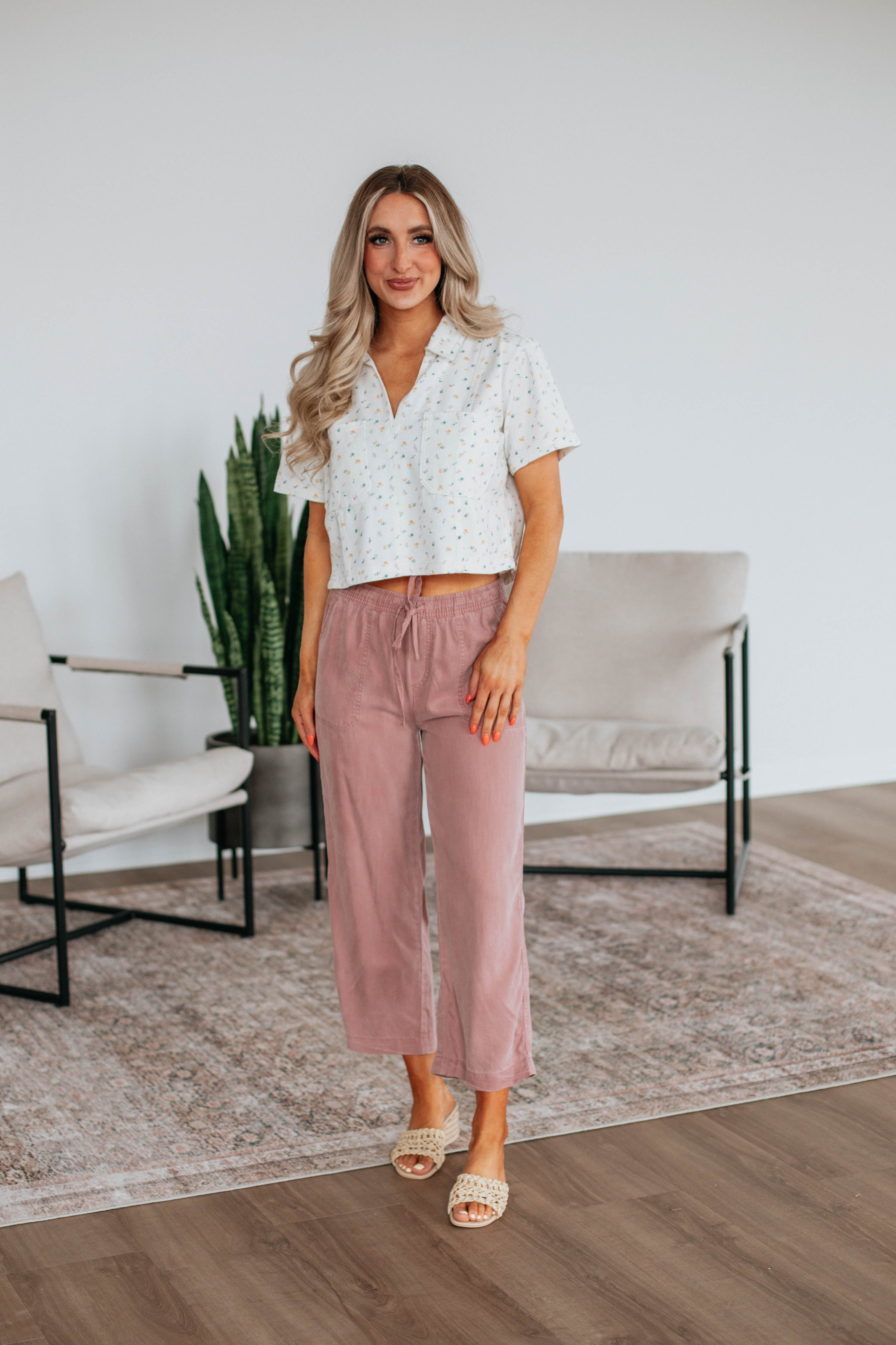 Duncan Casual Pants for Women - Soft Mauve Trousers with Comfortable Elastic Waist | Perfect for Work, Travel & Everyday Wear