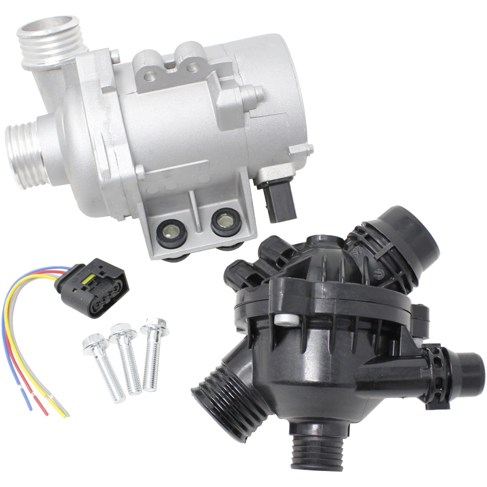 BMW X3 X5 Z4 1 3 5 Series Electric Water Pump & Thermostat Kit - OEM Replacement 11517563183 11517586925 11510392553 - Perfect for Engine Cooling System Repair & Maintenance