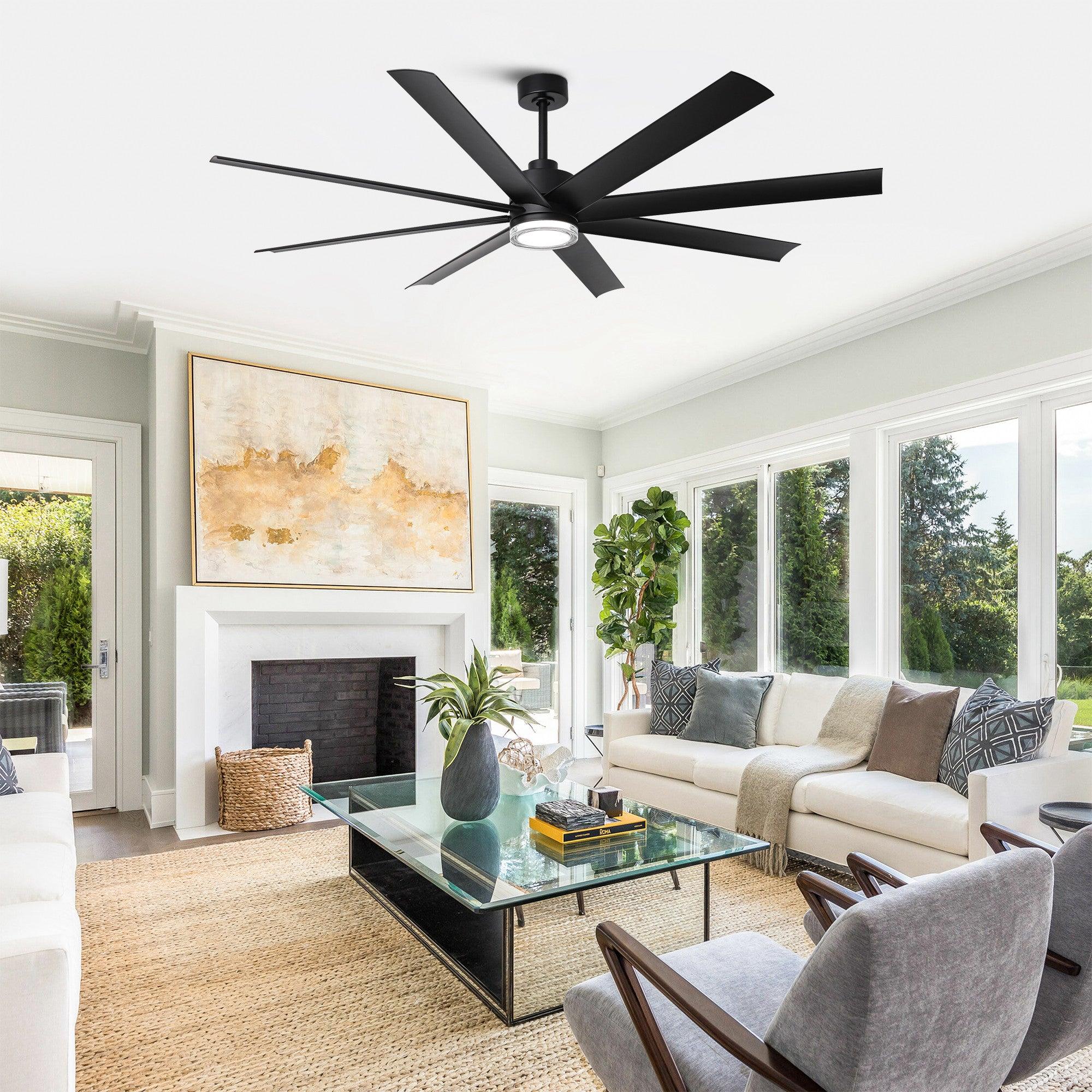 72 Inch Modern Smart Ceiling Fan with LED Light and Downrod Mount - Perfect for Living Room, Bedroom, and Office Cooling & Lighting
