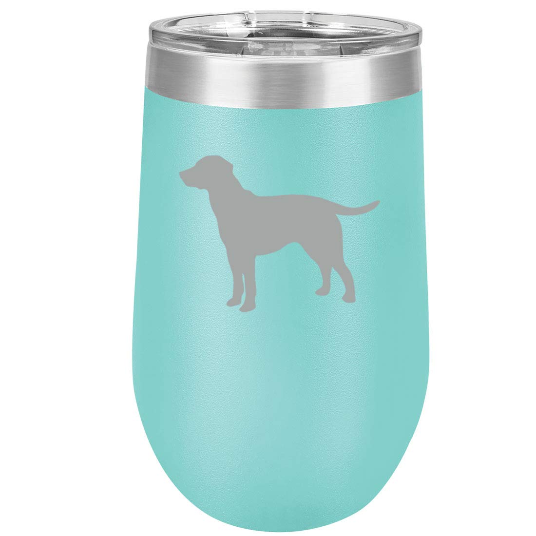 16 oz Double Wall Vacuum Insulated Stainless Steel Stemless Wine Tumbler - Leak Proof Travel Mug for Coffee, Tea & Wine - Cute Labrador Retriever Design (Teal) - Perfect for Camping, Office & Outdoor Adventures