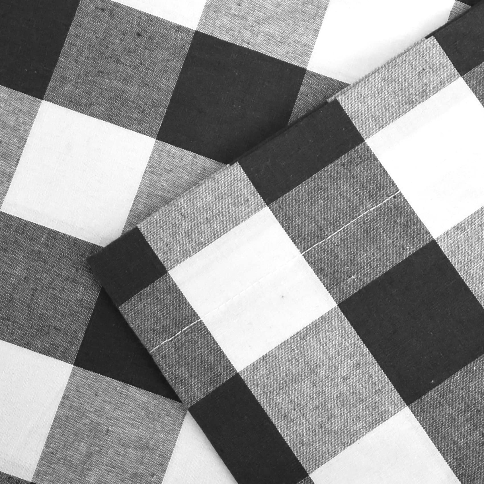 Black and White Buffalo Gingham Check Cotton Curtains - 95 Inch Long Rod Pocket Window Panels (Set of 2) for Living Room, Bedroom & Kitchen - Farmhouse Style Plaid Checker Drapes for Rustic Home Decor