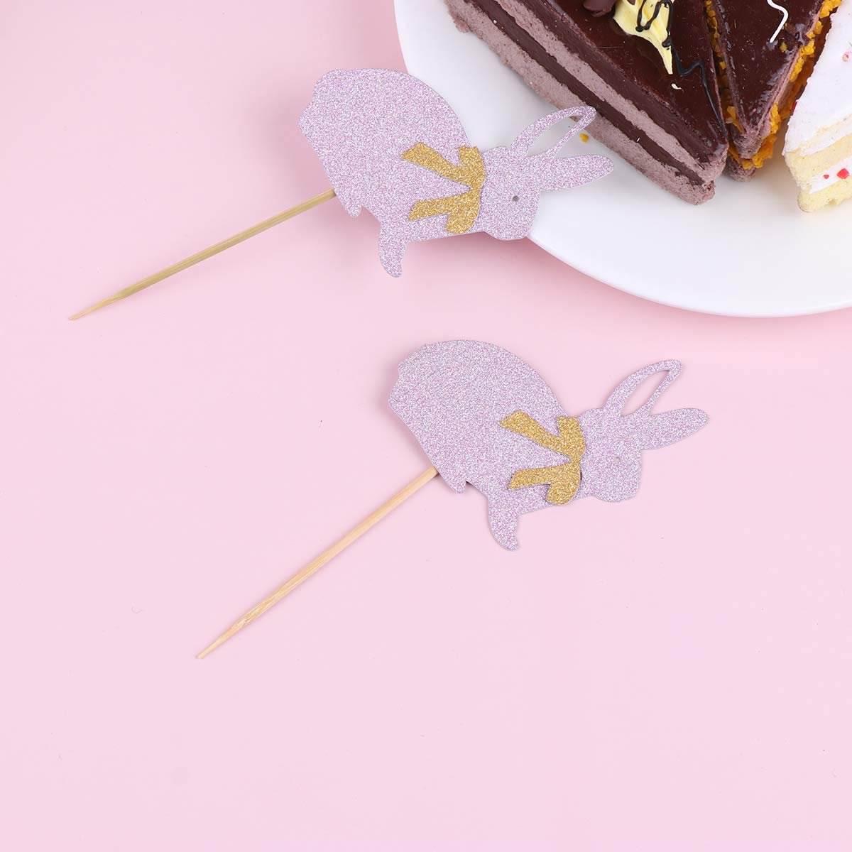 24-Piece Easter Cake Toppers Set - Bunny & Egg Cupcake Decorations for Easter Party, Baby Shower, Spring Celebration (Cake Picks Included)