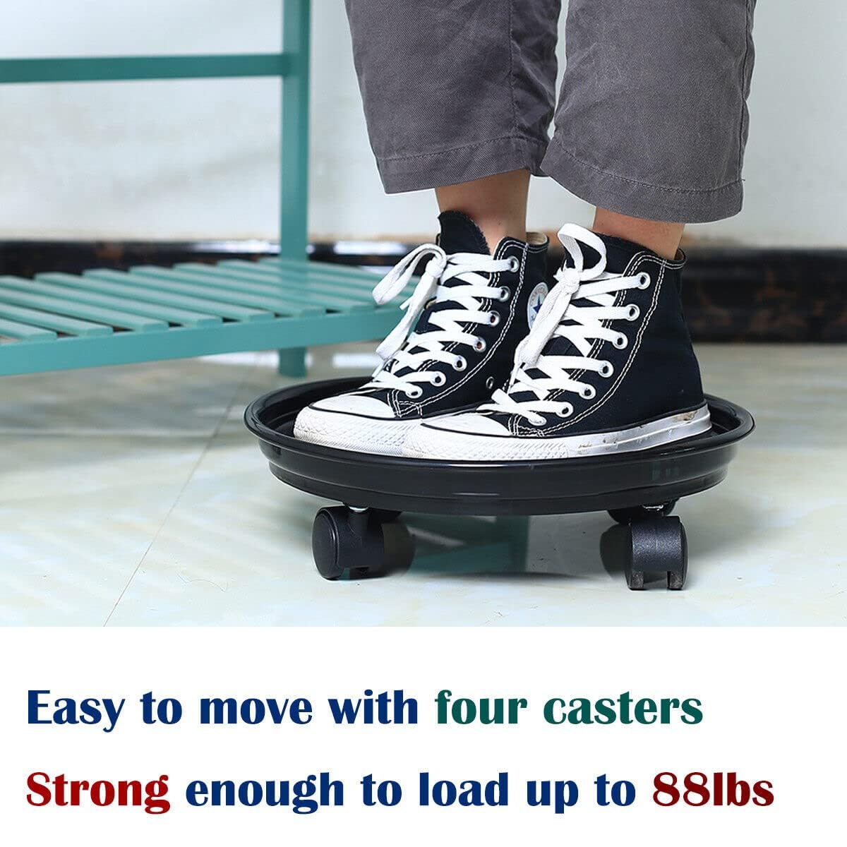 Heavy-Duty 12 Inch Black Plant Caddy with Wheels - Rolling Plant Stand with 360° Swivel Casters for Indoor & Outdoor Use - Perfect for Moving Large Potted Plants, Flowers, and Garden Decor