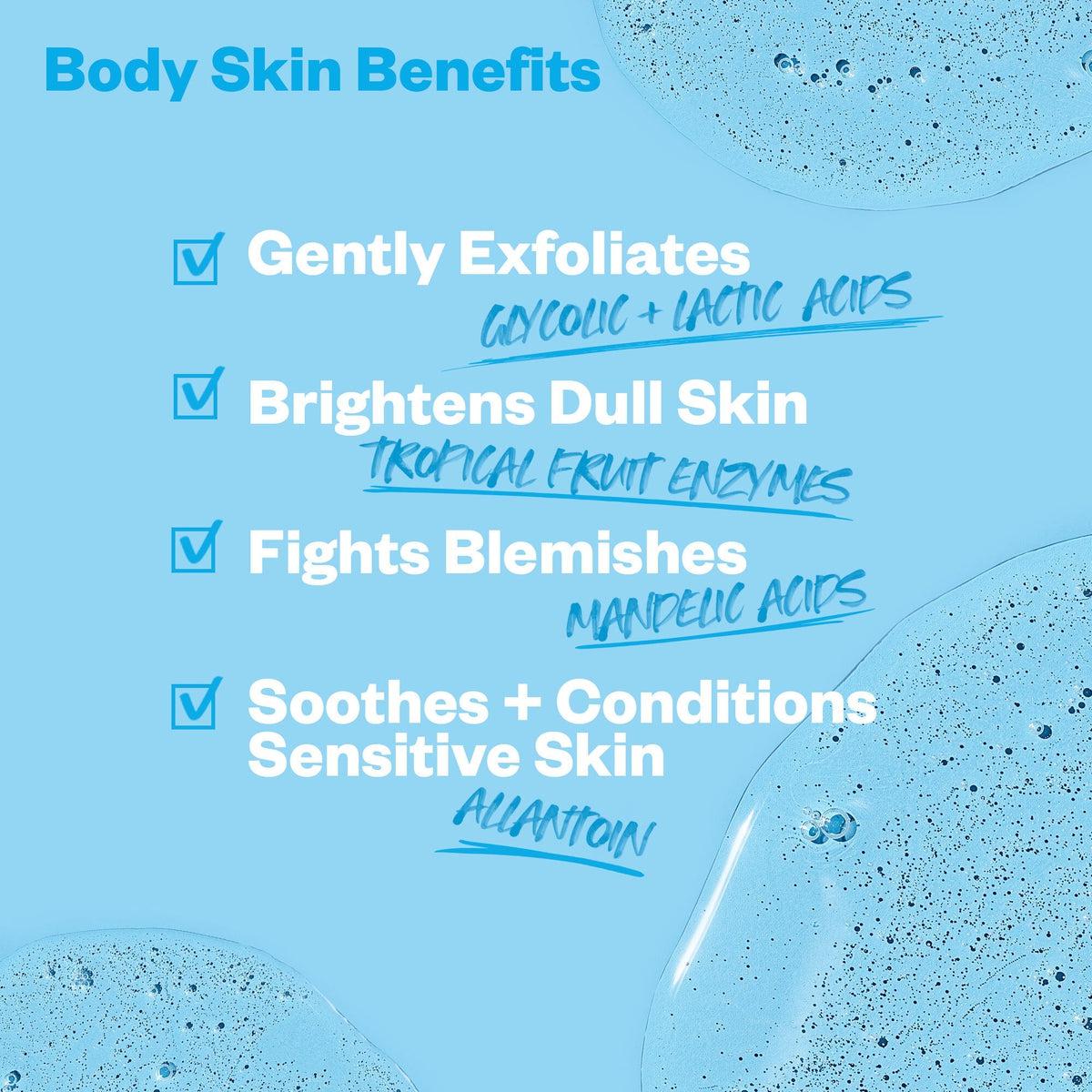 Best AHA + Enzyme Exfoliating Body Wash for Smooth Skin - Gentle Cleansing & Dead Skin Removal - Perfect for Dry, Rough Skin & Keratosis Pilaris Treatment