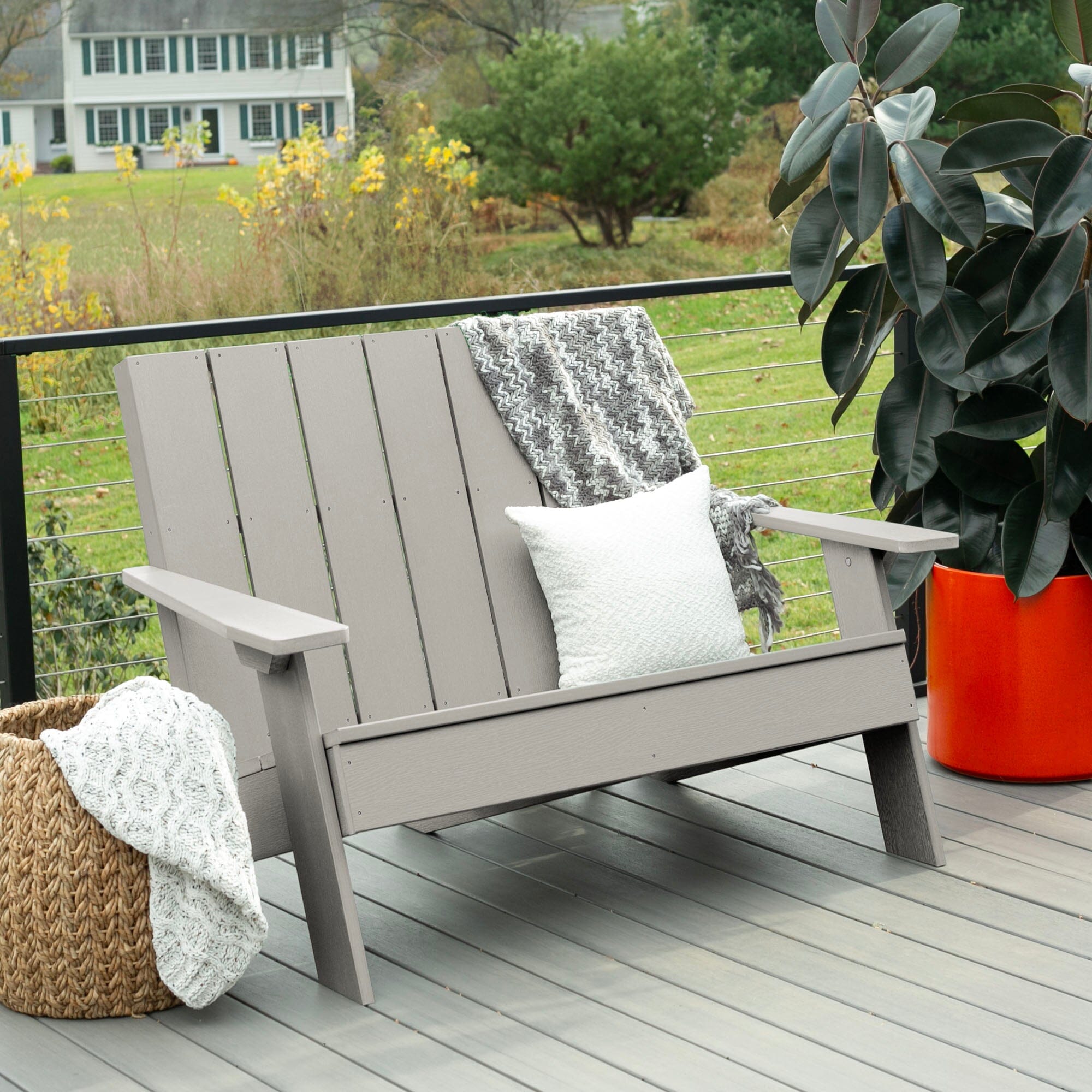 Italica Modern Double Wide Adirondack Chair - Outdoor Patio Furniture for Backyard, Poolside & Garden Relaxation - Weather-Resistant & Comfortable