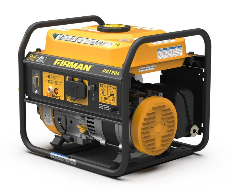Firman P01204 1200W/1500W 20 Amp Portable Generator with CO Alert - Perfect for Camping, RV Trips & Emergency Power Backup