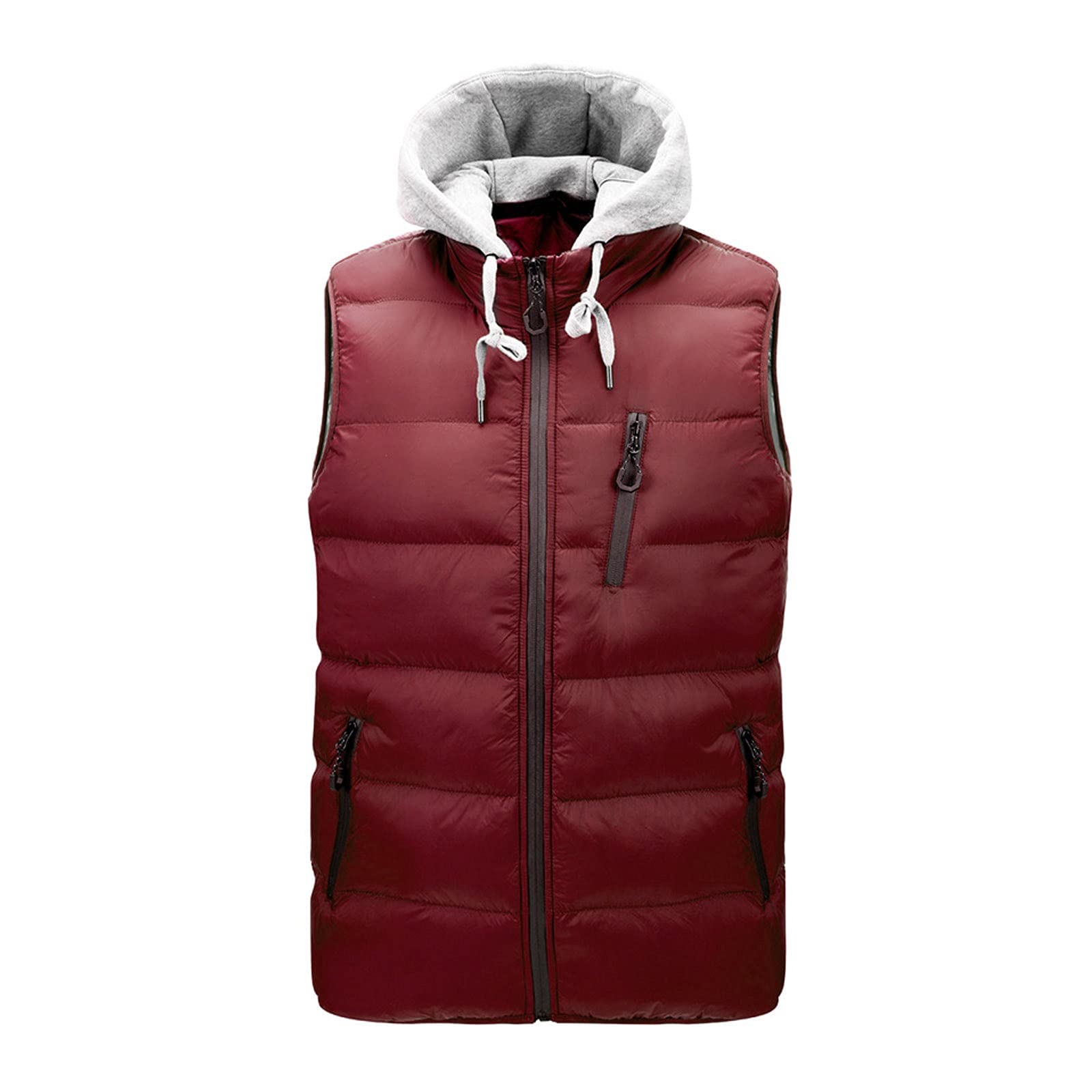Men's Warm Hooded Zip-Up Vest Cardigan with Pockets - Lightweight Winter Jacket for Outdoor Activities & Casual Wear