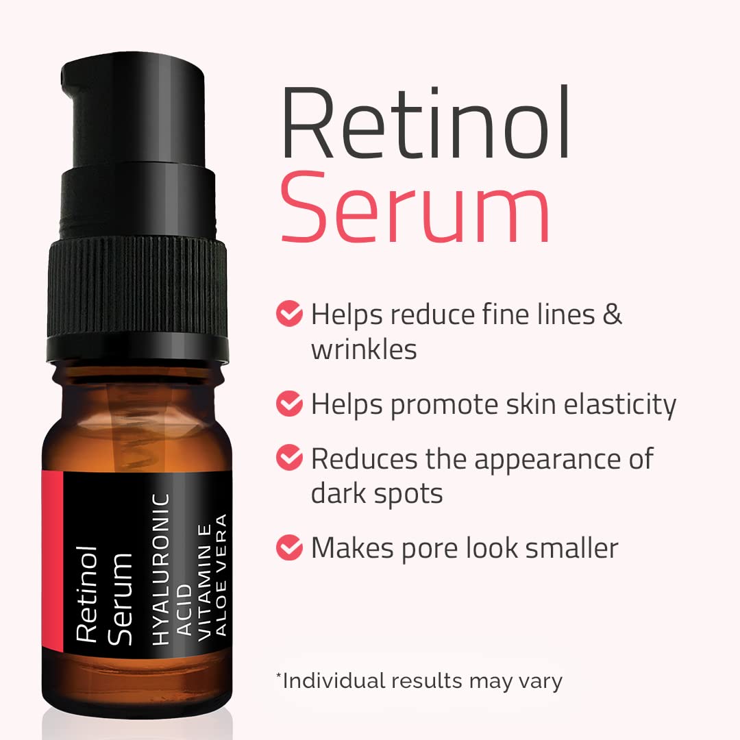 YEOUTH Retinol Serum with Hyaluronic Acid - Anti-Aging Face Serum for Wrinkles, Dark Spots & Acne - Hydrating Skin Care for Men & Women - Perfect for Night Routine & Daily Moisturizing
