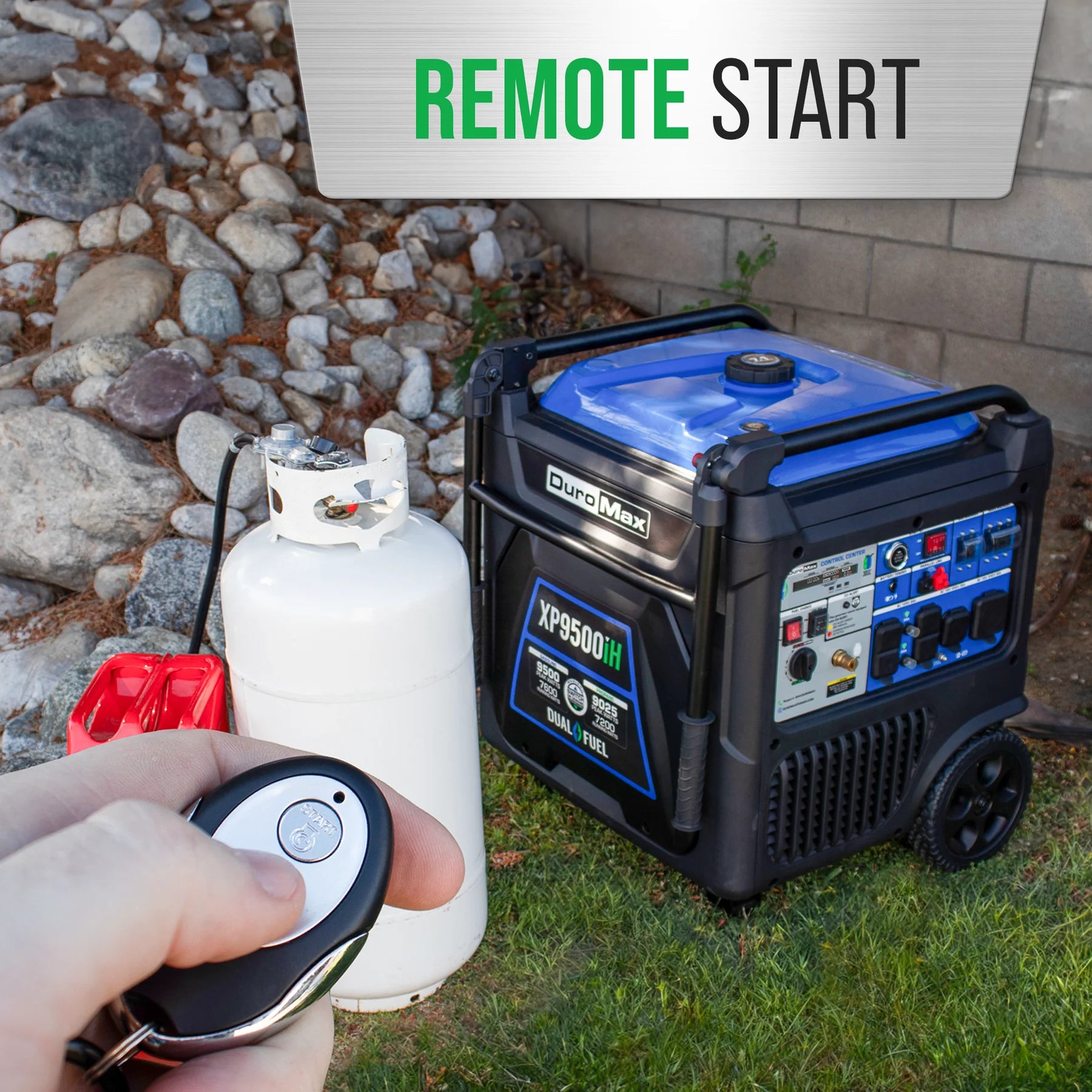 DuroMax XP9500iH 7600W/9500W Dual Fuel Portable Generator with Remote Start - Gas & Propane Powered Inverter Generator with CO Alert - Perfect for Home Backup Power, Camping & Outdoor Activities
