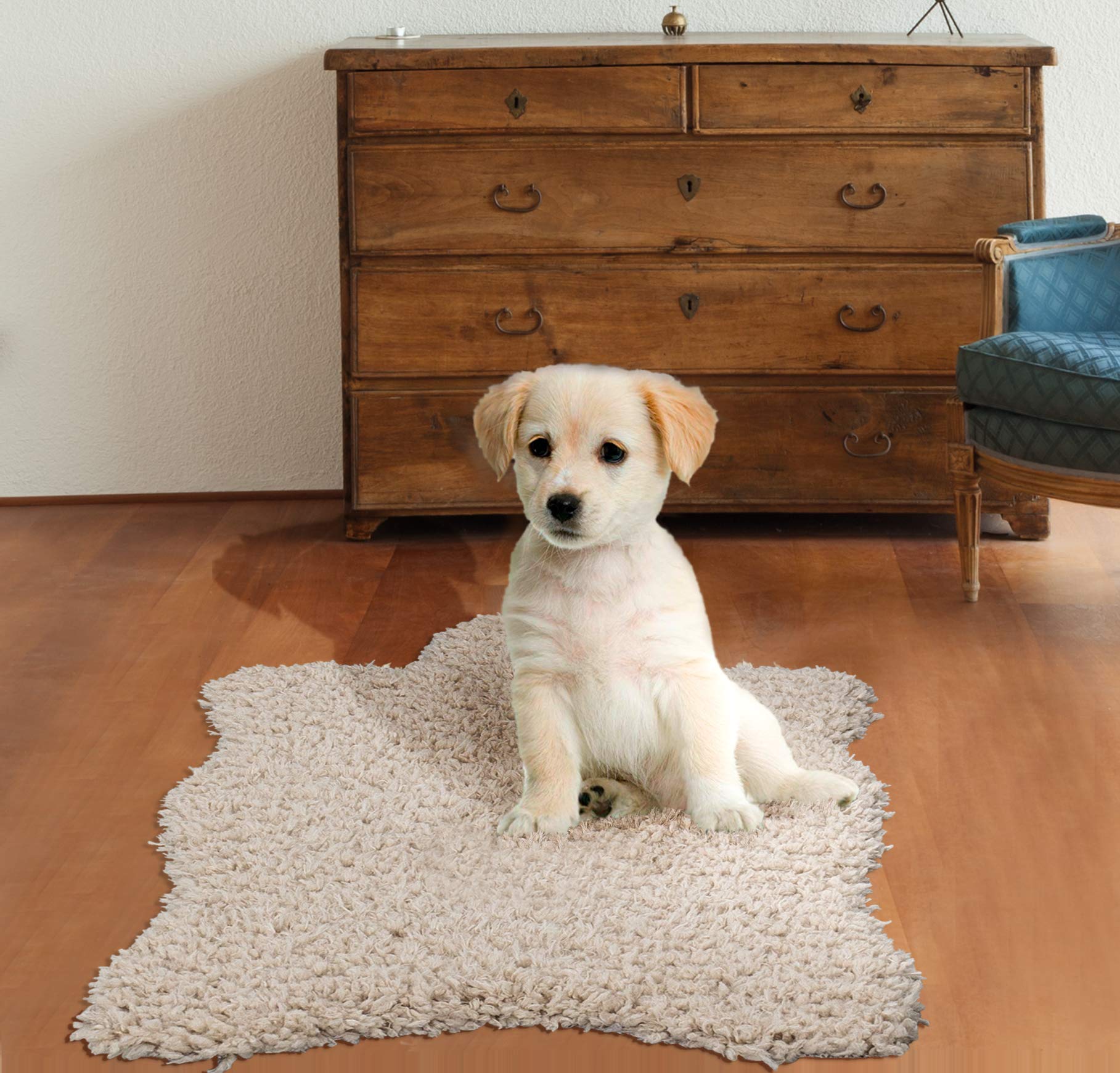 Ottomanson Flokati Collection Shaggy Accent Rug 2x3 Feet, Soft Plush Beige Area Rug for Living Room Bedroom Nursery - Cozy Home Decor & Floor Mat for Kids Play Area