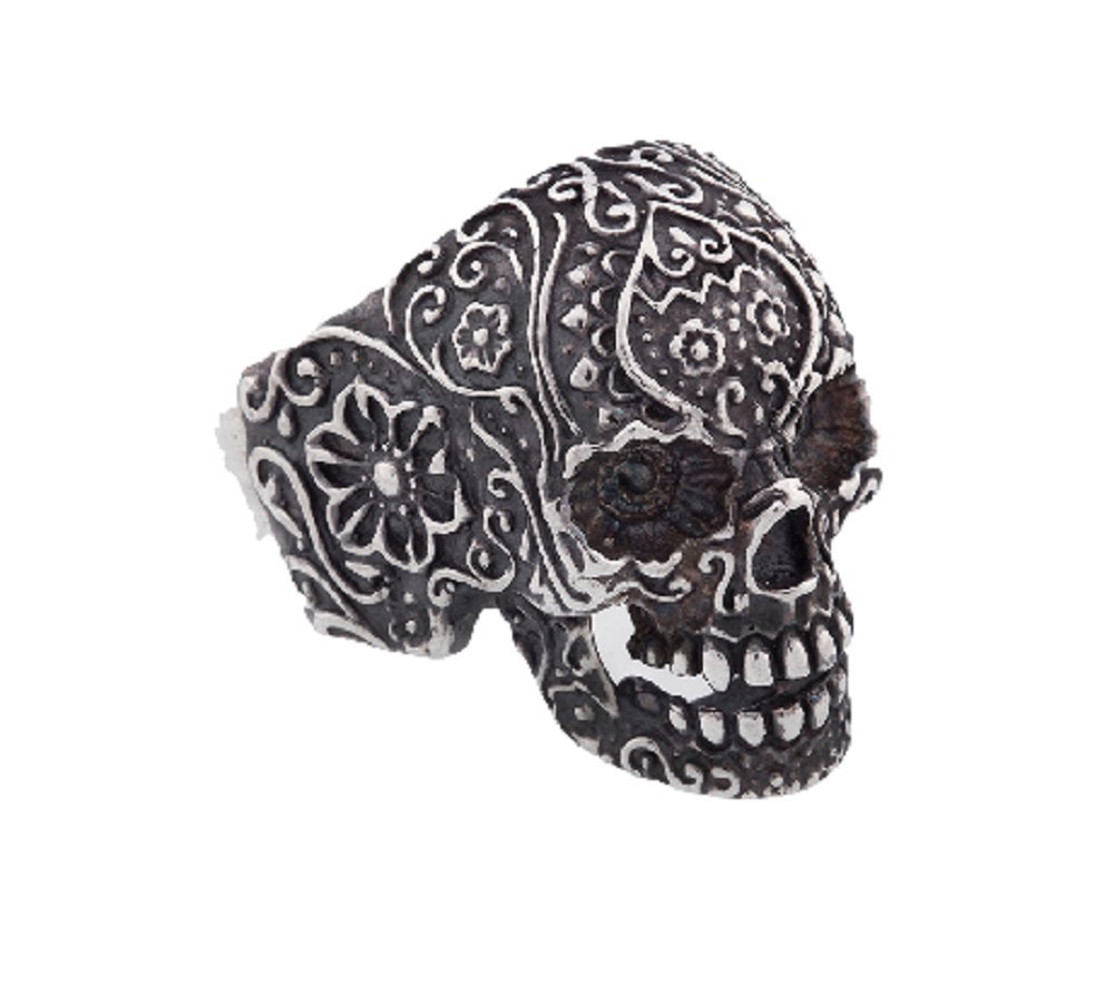 Gothic Skull Flower Finger Ring for Women - Punk Outlaw Jewelry for Halloween, Cosplay, and Gothic Fashion Accessories