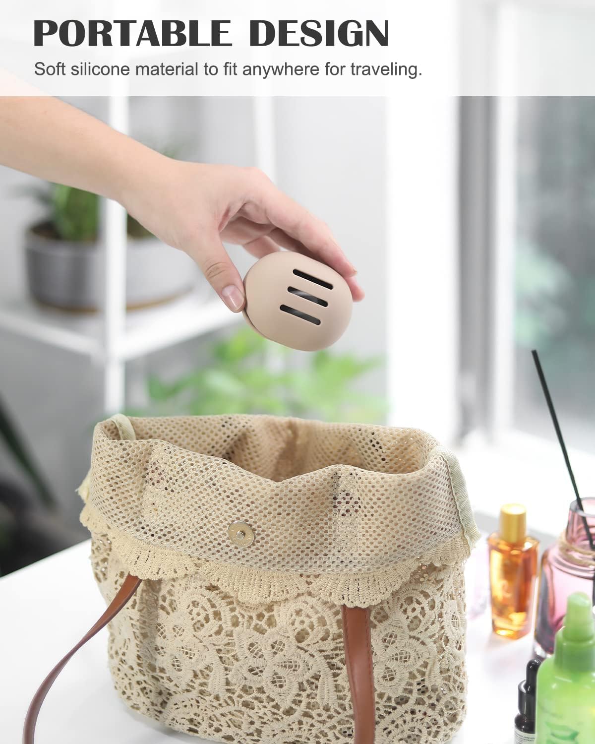 INOVERA Makeup Sponge Holder - Travel Blender Storage Case - Cosmetic Sponge Organizer for Women & Girls - Khaki (Pack of 1) | Perfect for Travel, Home Vanity & Makeup Artist Kits