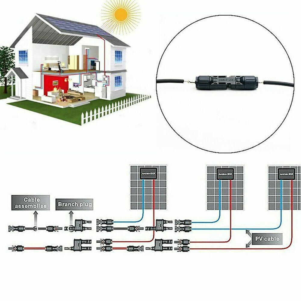 10 Pairs 30A Solar Panel Connectors - IP67 Waterproof PV Cable with Male & Female Line Plug Sockets for Solar Power Systems, RV, Marine & Off-Grid Applications