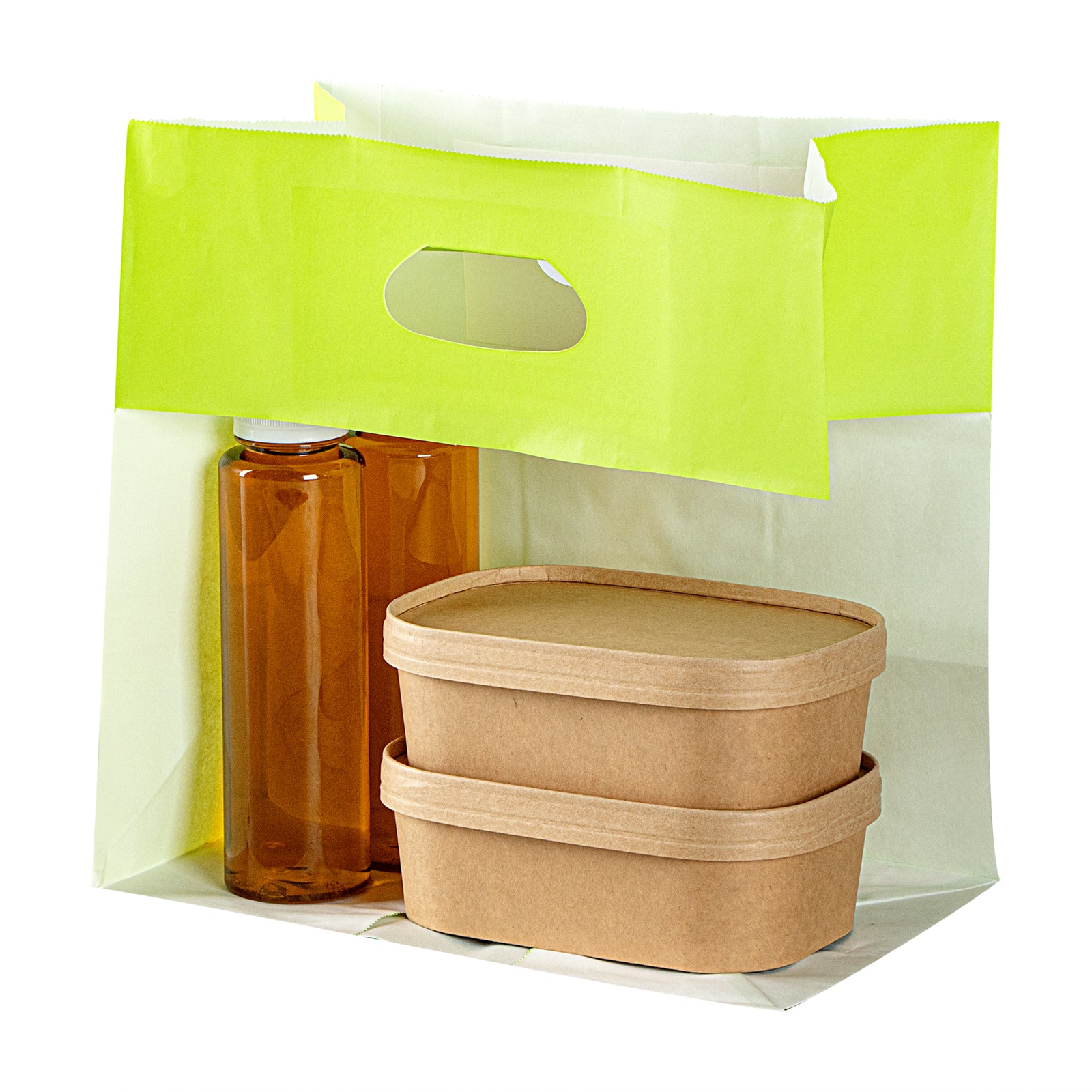 Eco-Friendly Rectangle Paper Take Out Bags with Handles - 11