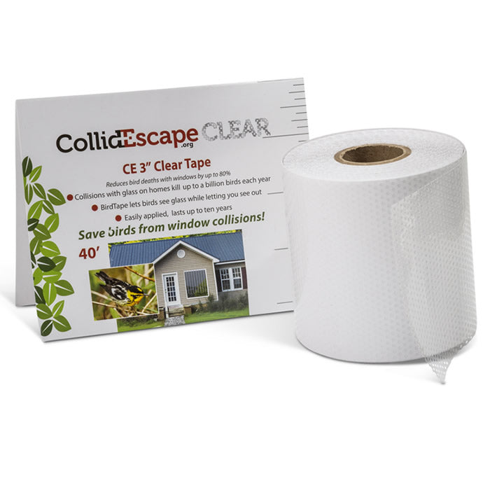 3 Pack CollidEscape Uncut Bird Tape, 40 Feet Clear - Prevent Window Collisions for Birds, Ideal for Home & Office Windows