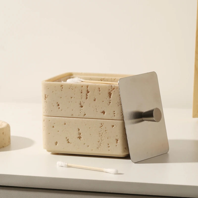 Stackable Travertine Organizer - Stylish Bathroom & Kitchen Storage Tray for Jewelry, Cosmetics, and Essentials