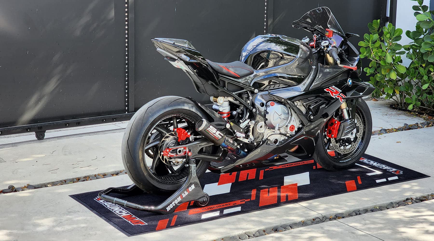 Premium Non-Slip Motorcycle Garage Mat for Sportbikes & Dirt Bikes - Heavy Duty Floor Protection (Red) | Ideal for Garage, Workshop & Track Use