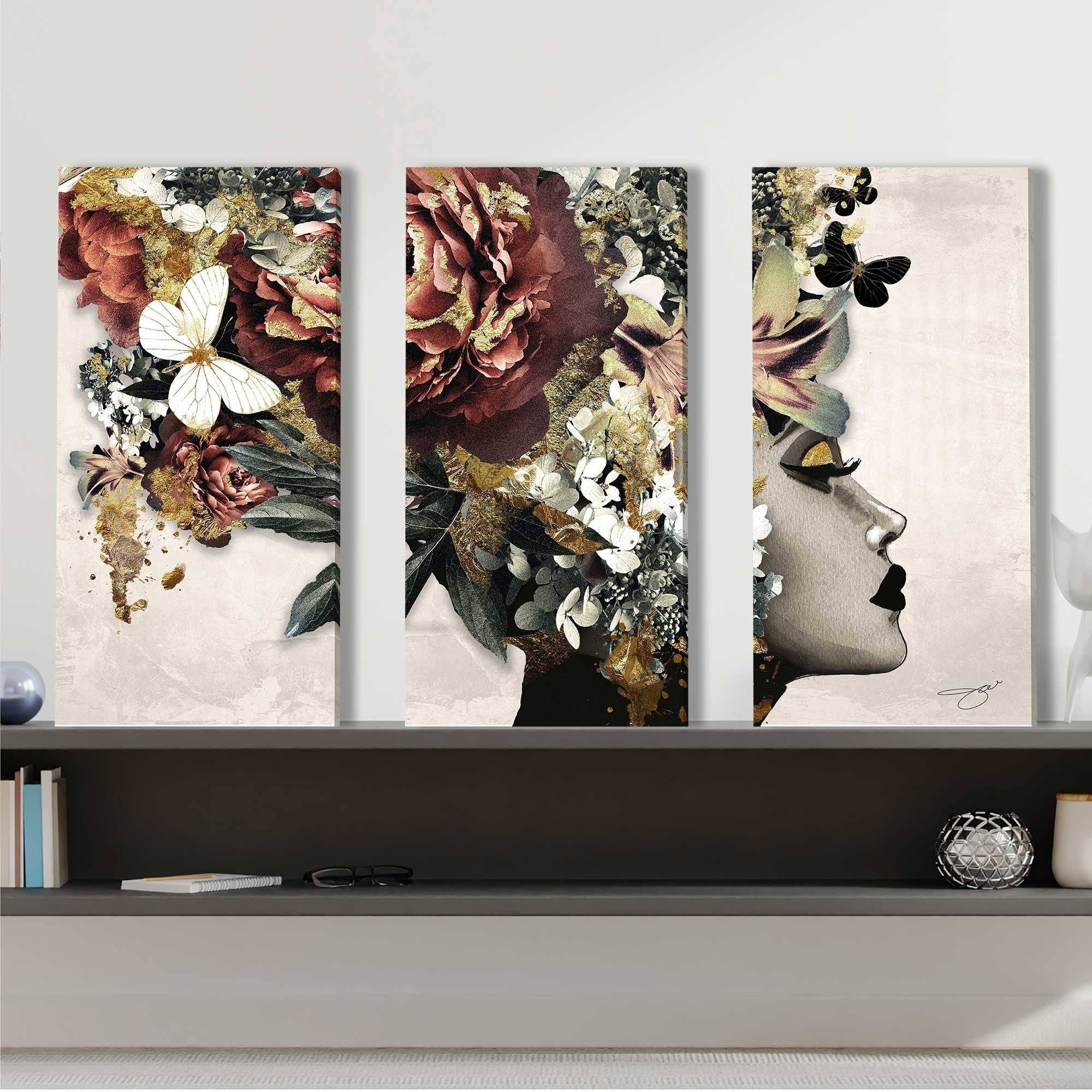 Jodi Afrique Model 2 - 3 Piece Canvas Wall Art Set | African Inspired Home Decor for Living Room, Bedroom & Office