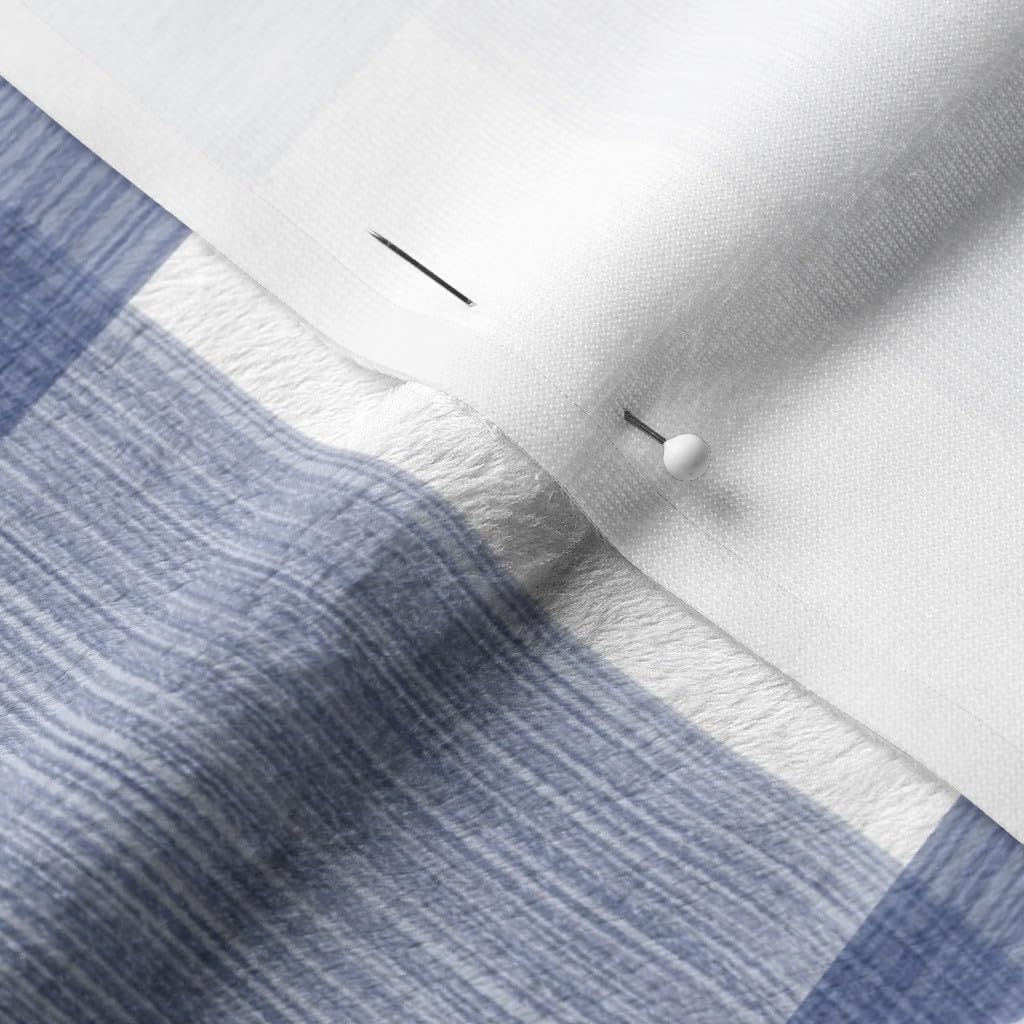 Navy Buffalo Plaid Check Gingham Blue Printed Minky Fabric by The Yard - Soft Plush Material for Sewing Baby Blankets, Quilt Backing & Nursery Decor | Perfect for DIY Crafts, Home Decor & Gift Making