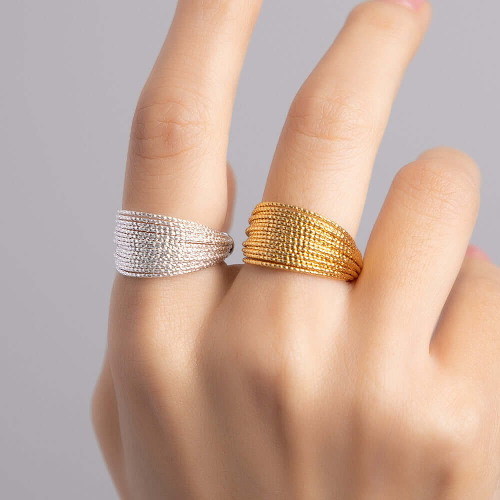 18K Gold Crossover Layered Thumb Ring for Women - Elegant Stackable Jewelry for Everyday Wear | Perfect for Casual Outfits, Office Style & Special Occasions