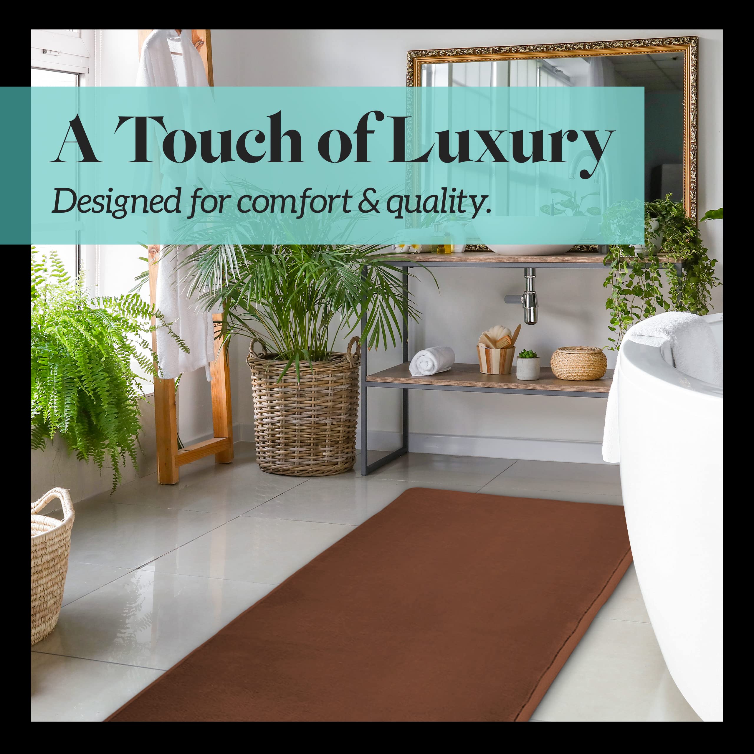 Genteele Memory Foam Bath Mat - Super Absorbent Non-Slip Velvet Bathroom Rug (22