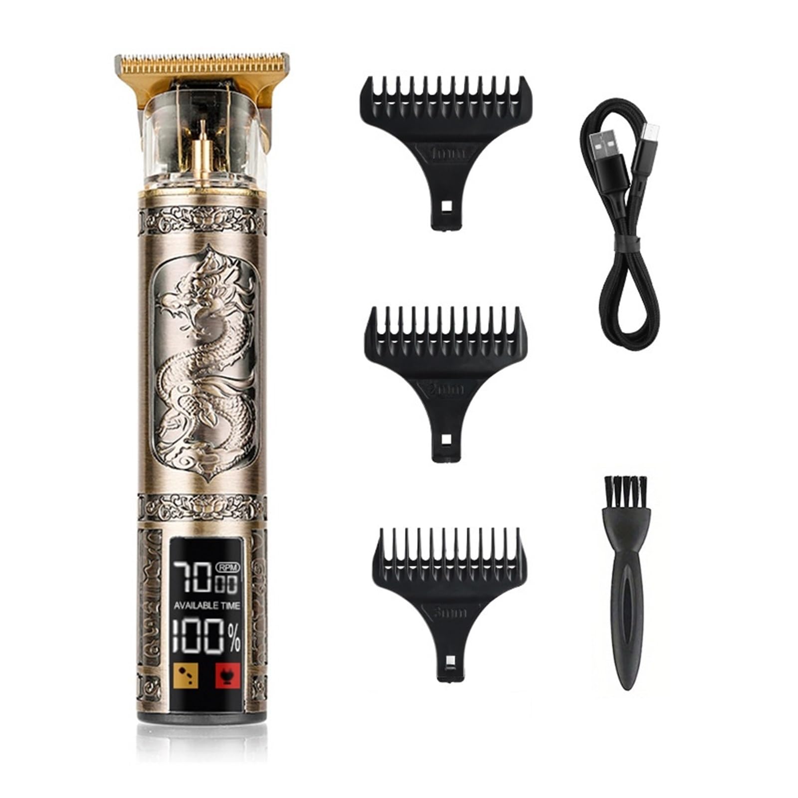T9 Professional Electric Hair Clipper - USB Rechargeable Cordless Hair Trimmer with 3-Speed Adjustment, Large LCD Screen & Metal Blade for Men's Grooming, Beard & Hair Cutting at Home
