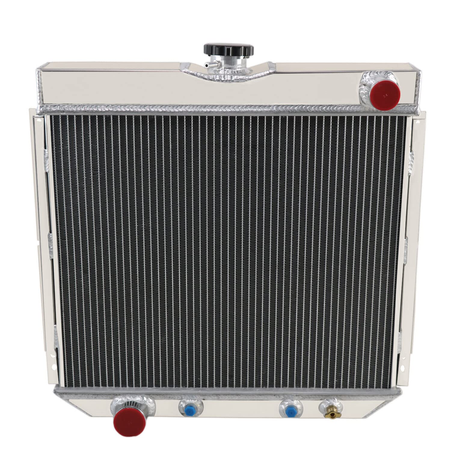 4 Row Aluminum Radiator for 1967-1970 Ford Mustang Maverick Falcon Fairlane Torino 68 69 70 - Compatible with 1966-73 Mercury Comet & 1970 Cougar - Full Aluminum Radiator with Shroud Fan Relay Kit - Perfect for Classic Car Restoration & High-Performance Cooling Upgrades