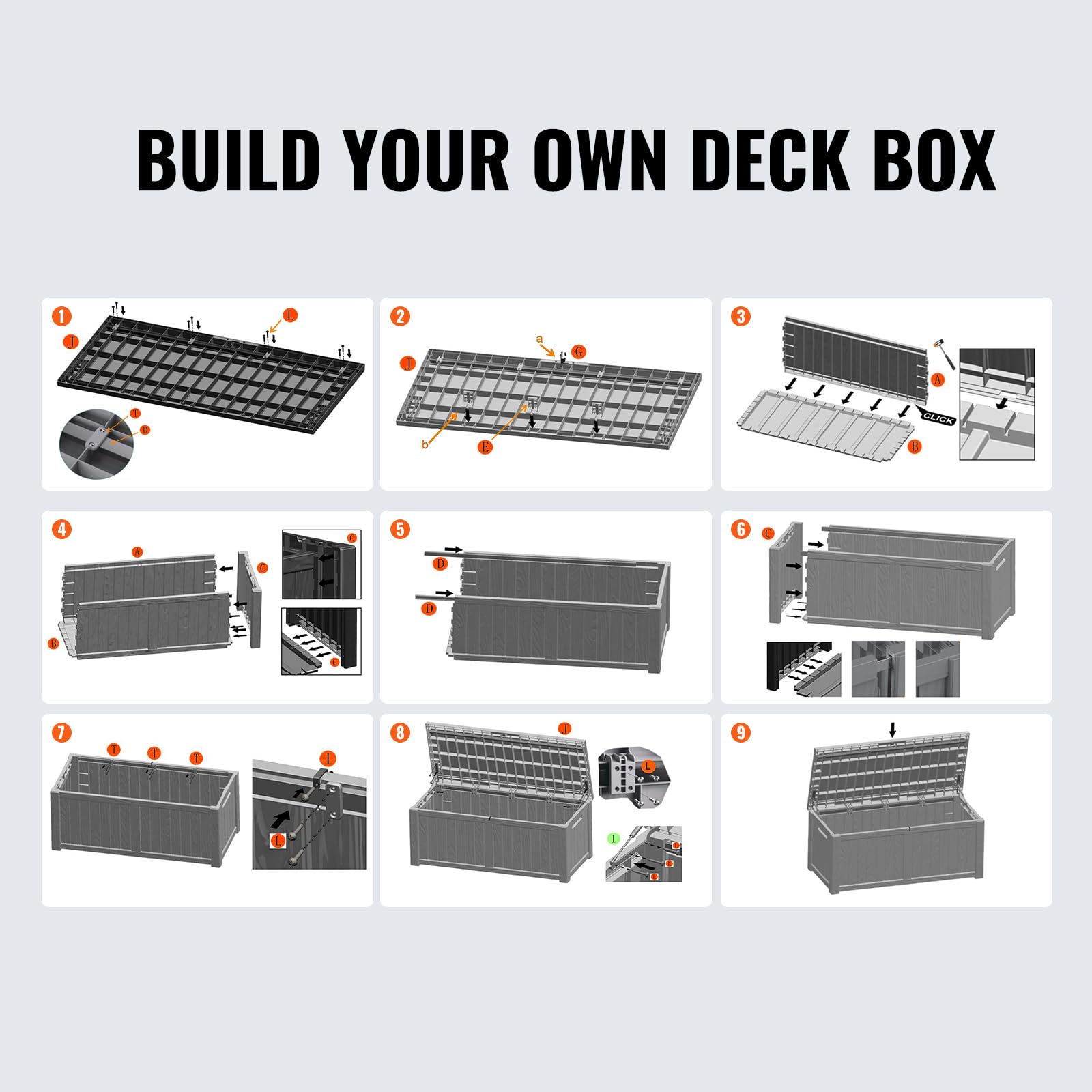 VEVOR 120 Gallon Waterproof Deck Storage Box, 56.3