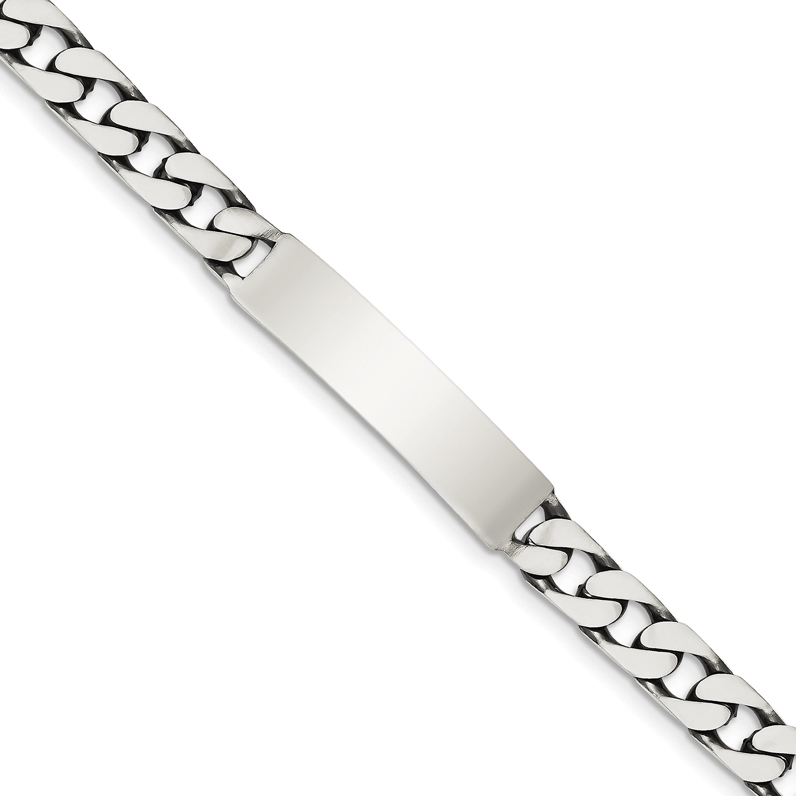 FindingKing Sterling Silver Curb ID Bracelet 8