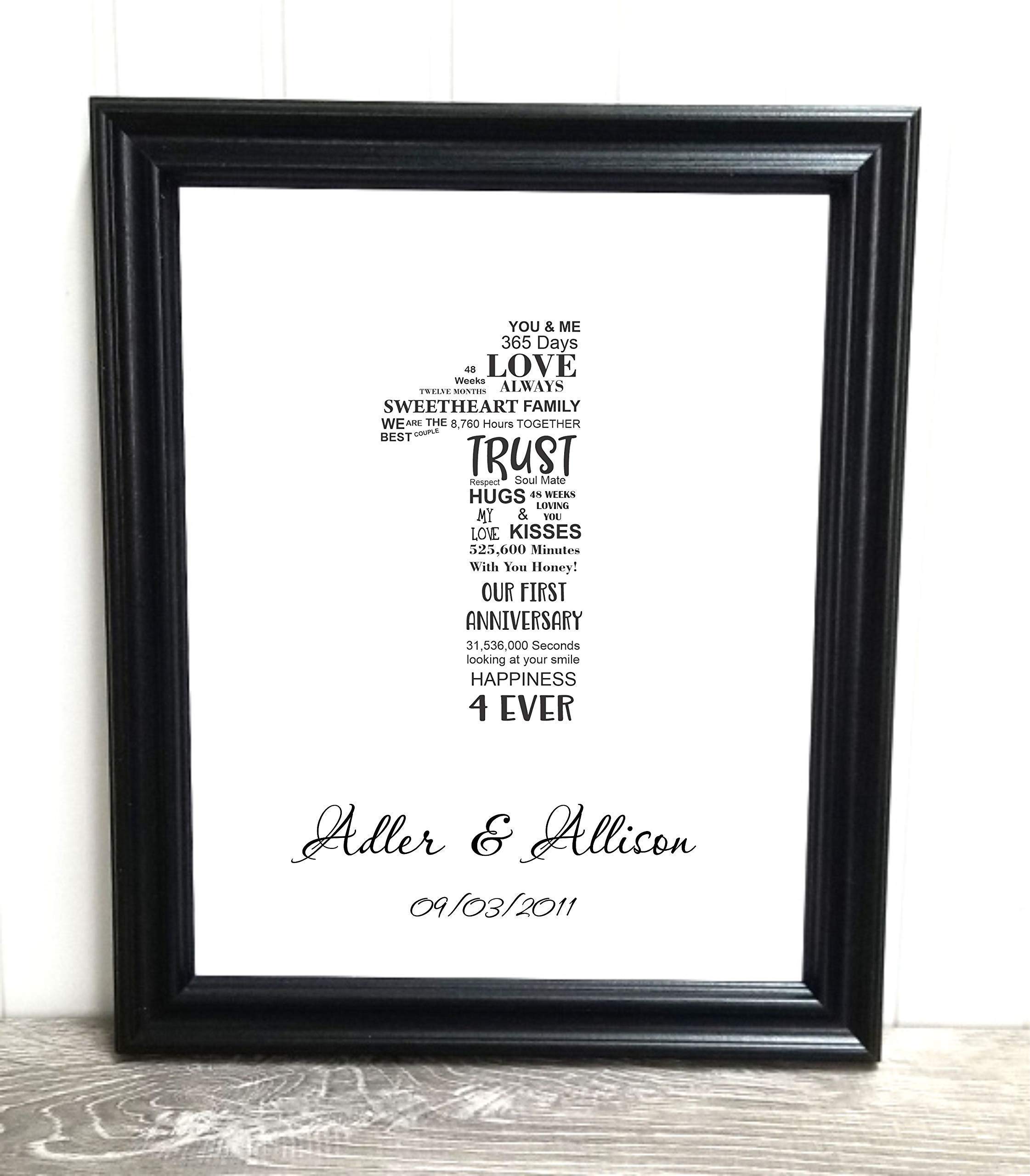 Personalized 1st to 10th Anniversary Gifts for Couples - Custom Framed Keepsake for Husband, Wife, Him or Her - Perfect for Wedding Anniversaries, Romantic Home Decor & Special Occasion Presents