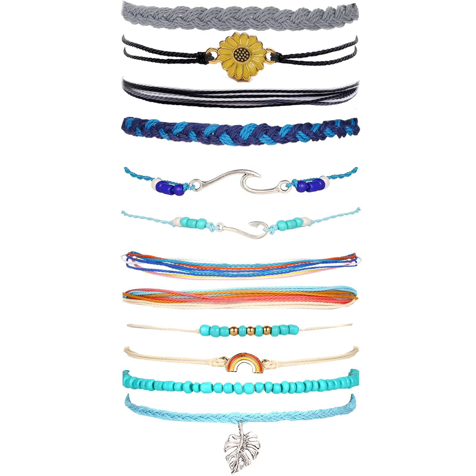 Trendy Adjustable Wave Surfer String Bracelets for Women - Waterproof Friendship Ankle Bracelets - Perfect for Summer Beach Outfits, Gifts & Stocking Stuffers - Ideal for Surfing, Travel, and Boho Fashion Accessories