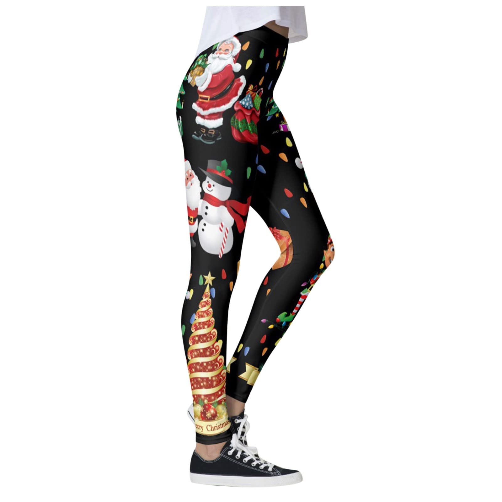 Smooto Women's High Waisted Yoga Pants - Tummy Control Workout Leggings for Gym & Lounge (Black)