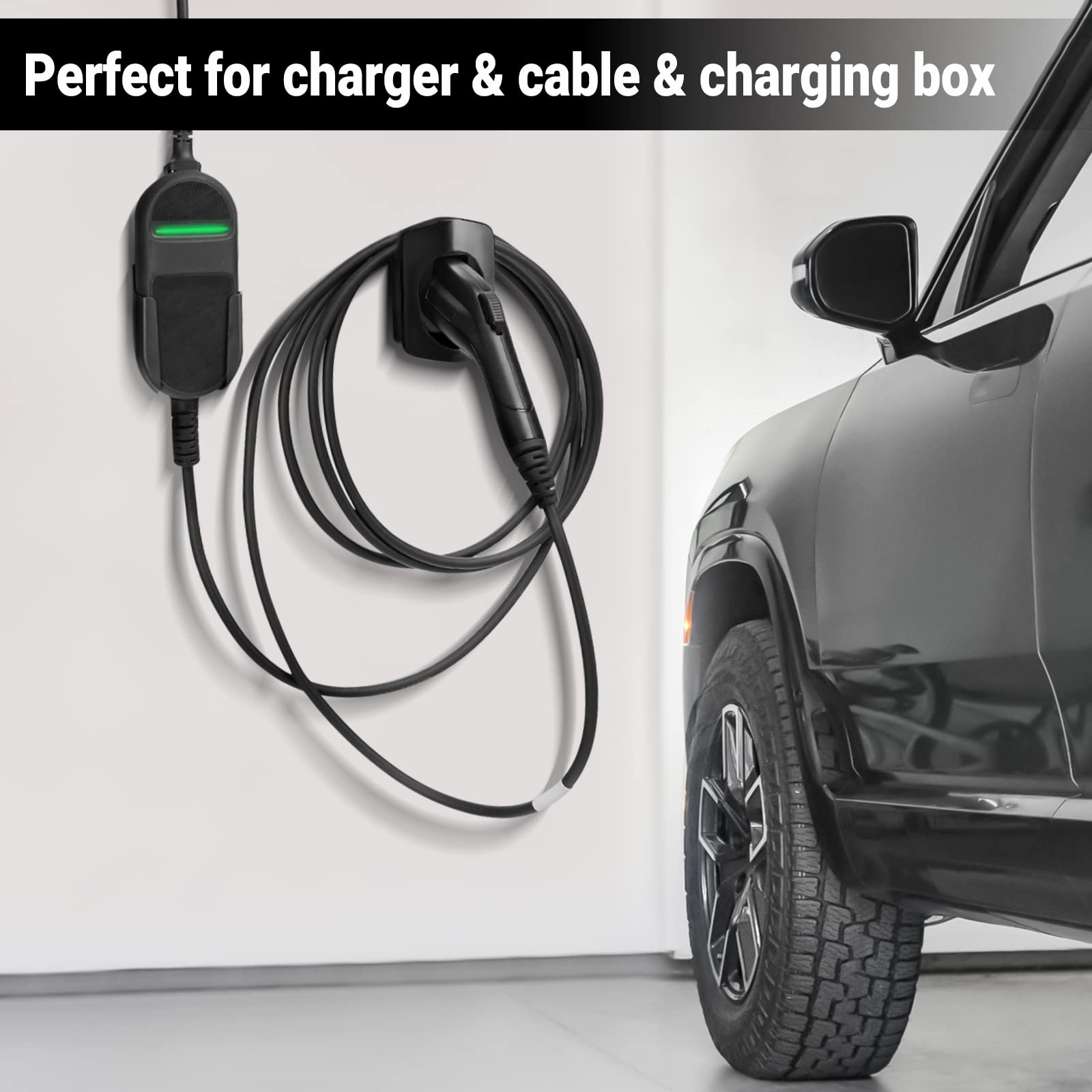 Premium R1T/R1S Wall Mount Charging Cable Organizer - Black | Durable Cable Holder & Connector for Rivian R1T R1S Accessories | Perfect for Home, Garage & Office Organization