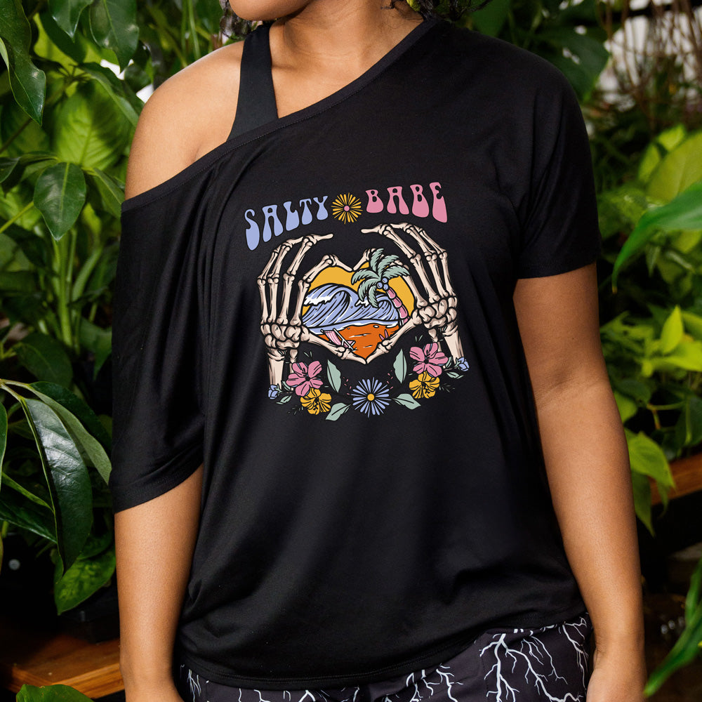 Salty Babe Women's Oversized Slouchy T-Shirt | Soft Relaxed Fit Casual Tee for Everyday Wear, Lounge & Street Style