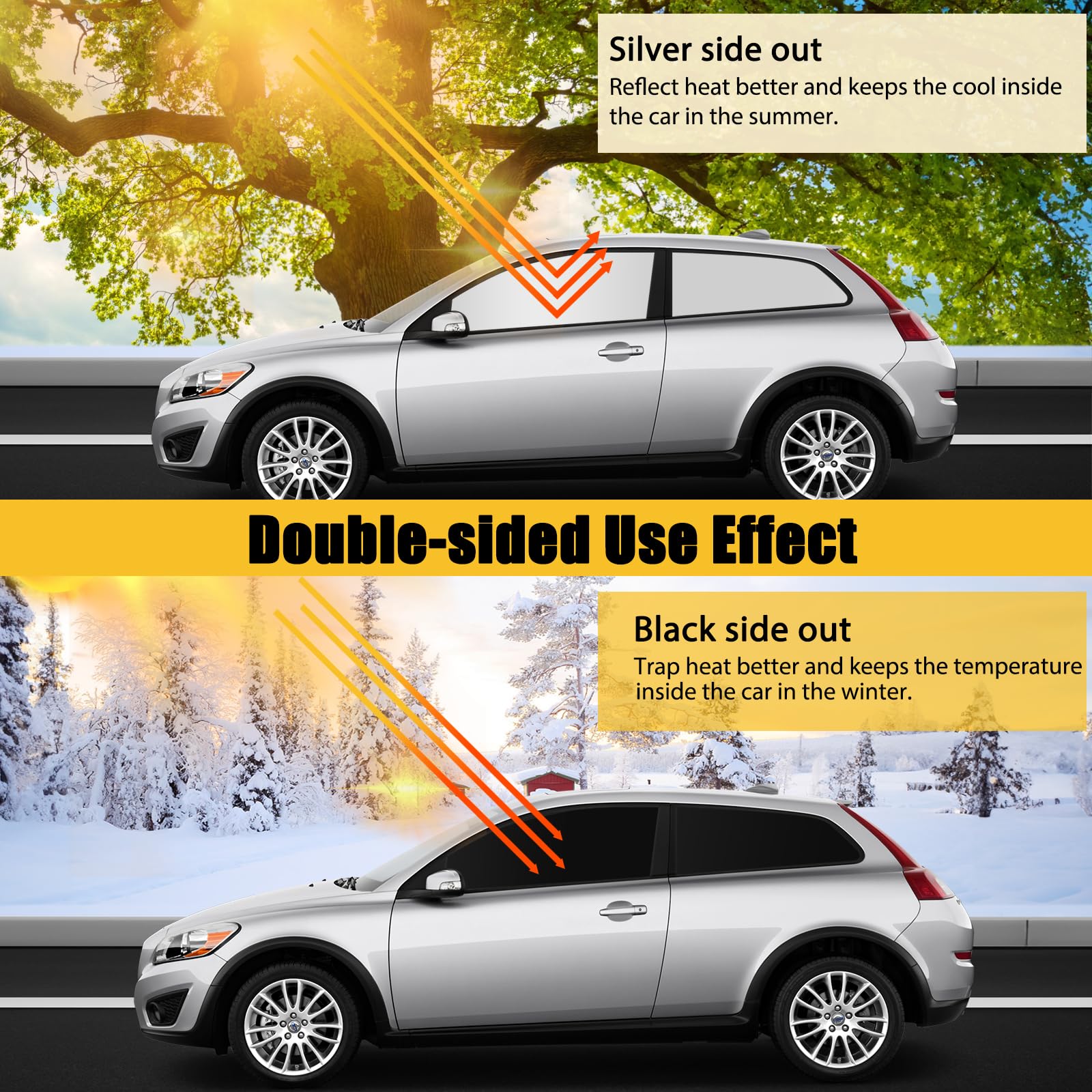 XCBYT 4 Pack Car Window Shades - UV Protection & Privacy Car Window Covers for Breastfeeding, Napping, Dressing | Double-Sided Sunshade for Cars, SUVs, Camping & Travel | Perfect for Parents, Babies & Outdoor Activities