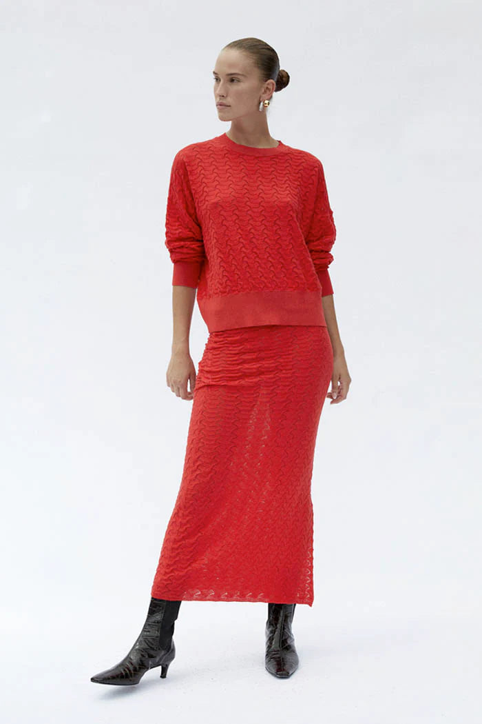 Felix Sweater Women's Red Knit Pullover - Cozy Winter Fashion for Casual Outings & Holiday Gatherings