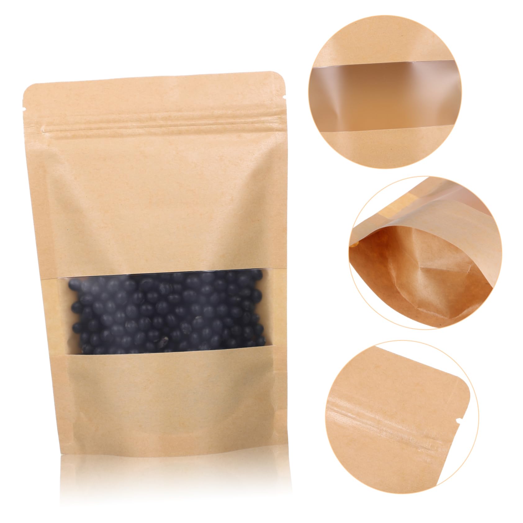 Veemoon 50 Pcs Resealable Kraft Paper Bags - Small Brown Bags for Tea, Coffee, Snacks & Small Business | Eco-Friendly Packaging for Retail, Gifts & Storage