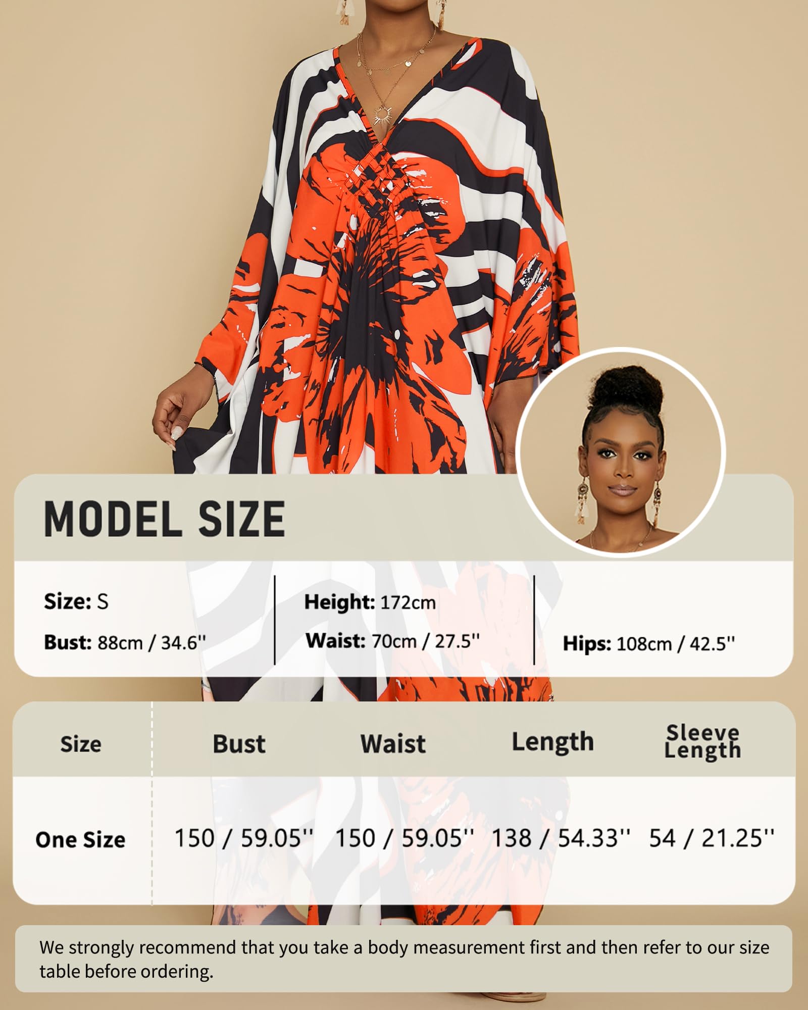 Bsubseach Women's Floral Print Kaftan Dress - Plus Size Swimsuit Cover Up, Beach Loungewear & Summer Bathing Suit Caftan for Pool, Vacation, and Resort Wear (2025 Collection)