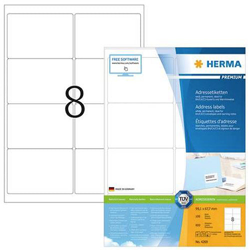 Premium A4 Shipping Labels 99.1 x 67.7mm (4269) - Perfect for Ecommerce Packaging, Shipping & Mailing - 100 Sheets per Pack