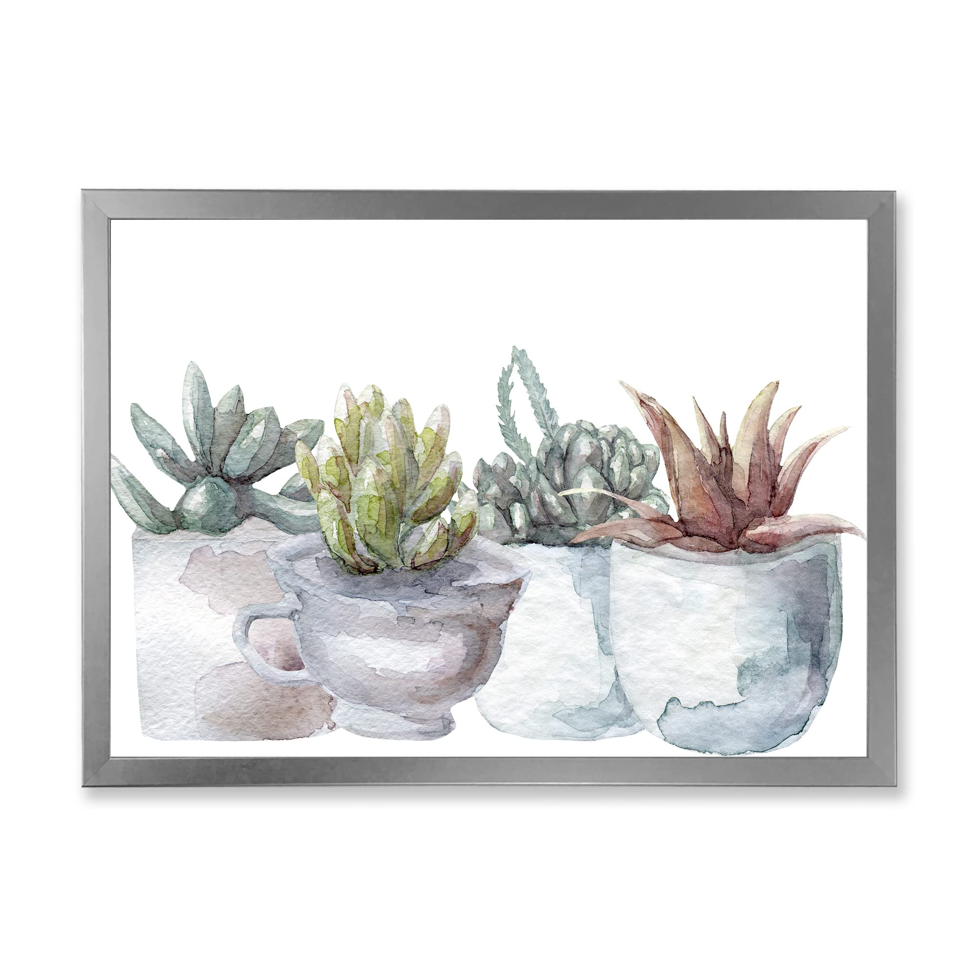 DesignQ Cactus and Succulent House Plants Farmhouse Framed Wall Art - Perfect for Living Room, Bedroom, Office & Home Decor