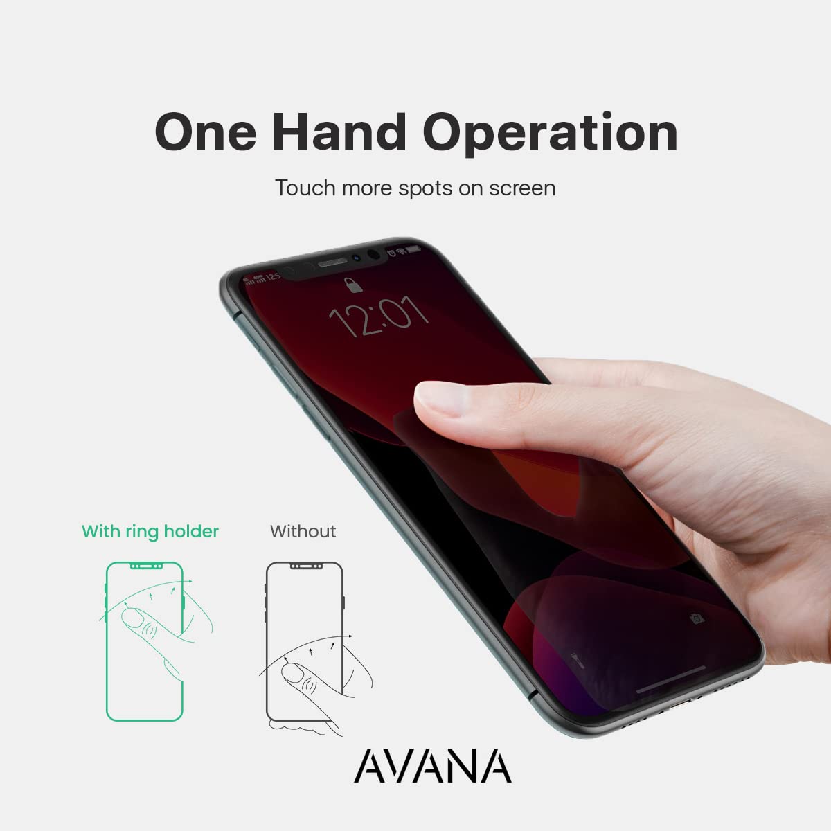 Avana 360° Rotatable & 180° Foldable Phone Ring Holder - Universal Magnetic Phone Grip for iPhone, Samsung, Huawei - Gold Phone Stand & Car Mount Accessory - Perfect for Selfies, Driving & Hands-Free Use
