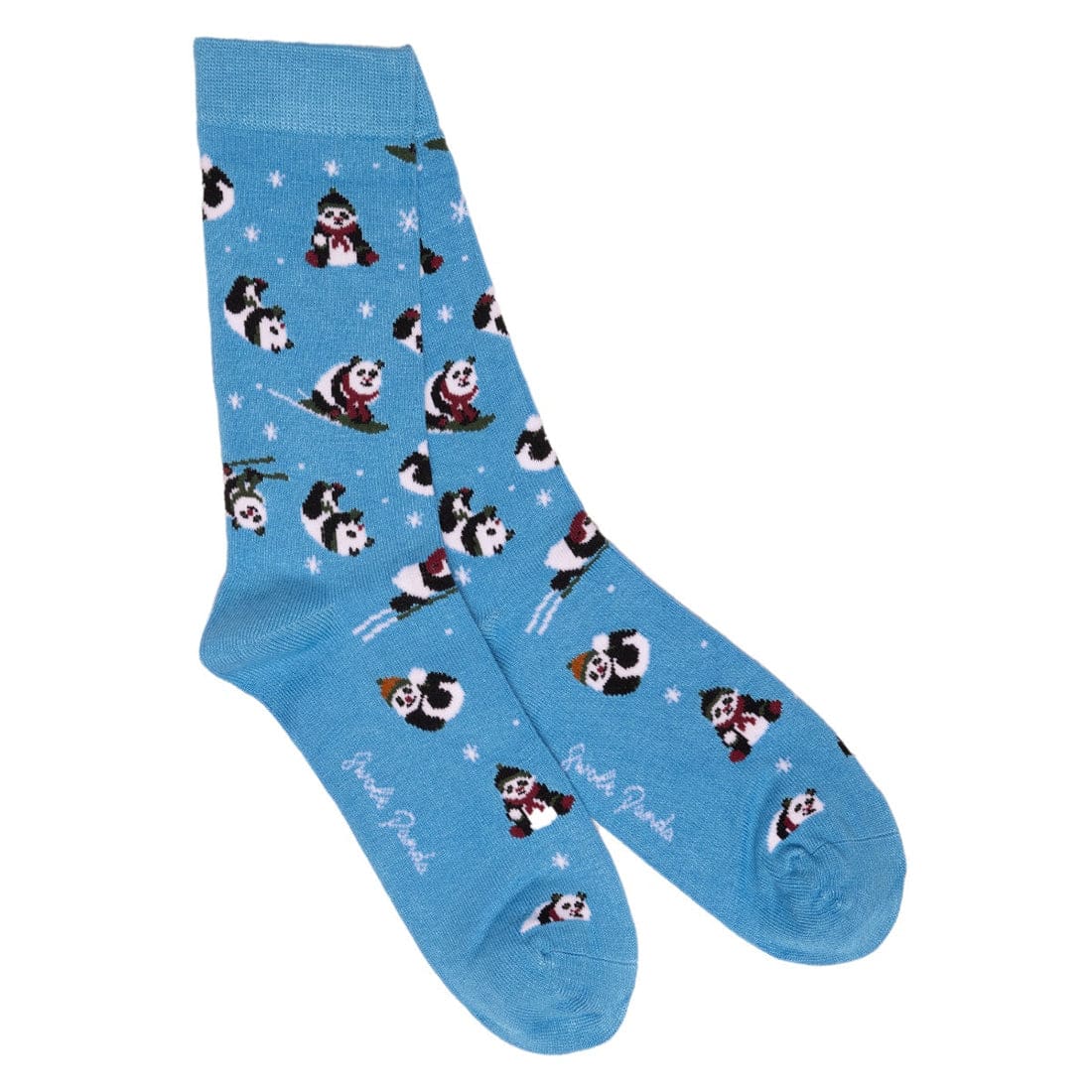 Blue Skiing Panda Bamboo Socks - Warm & Breathable Winter Hiking Socks for Men & Women - Perfect for Skiing, Snowboarding & Outdoor Adventures