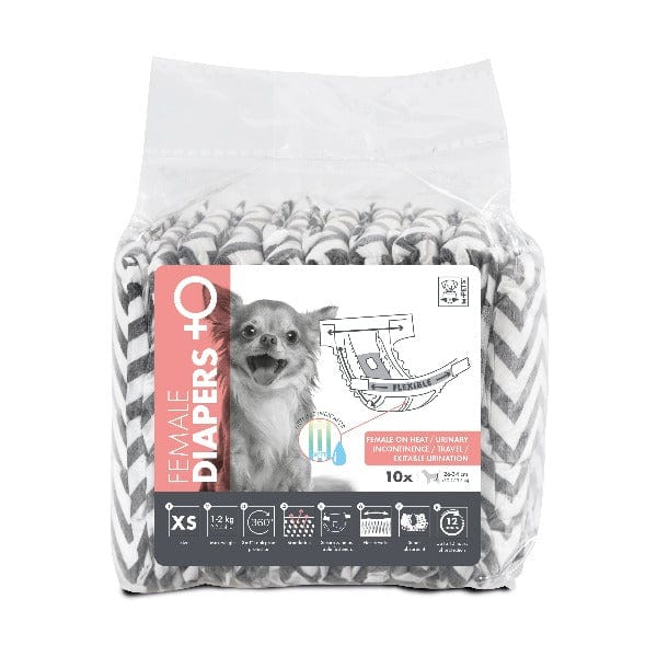 M PETS Female Dog Diapers - Washable & Reusable Pet Diapers for Small to Medium Dogs - Perfect for Incontinence, Heat Cycles, and Travel Use