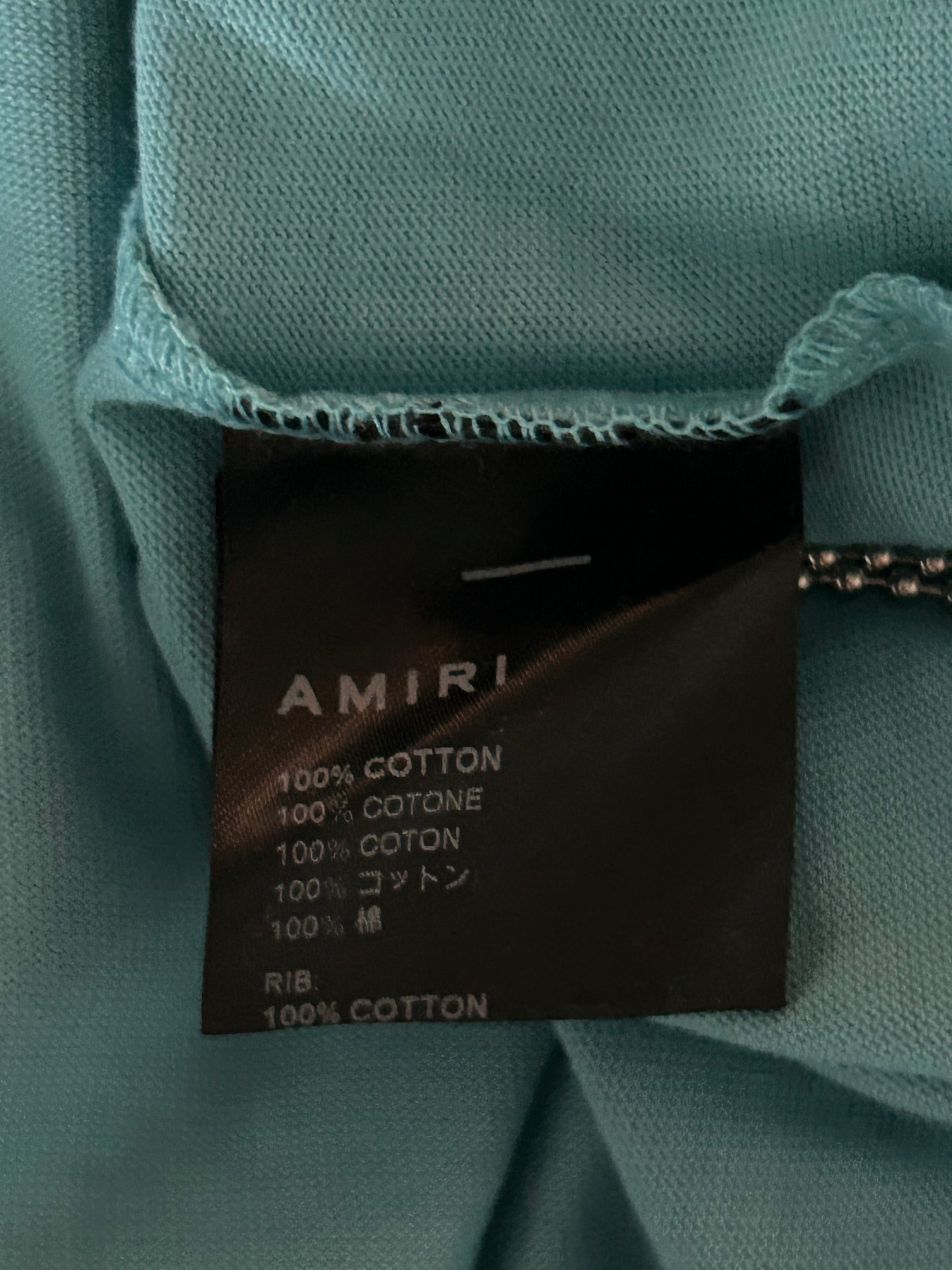 Amiri Blue & White Logo T-Shirt for Men - Stylish Graphic Tee for Casual Wear & Street Fashion