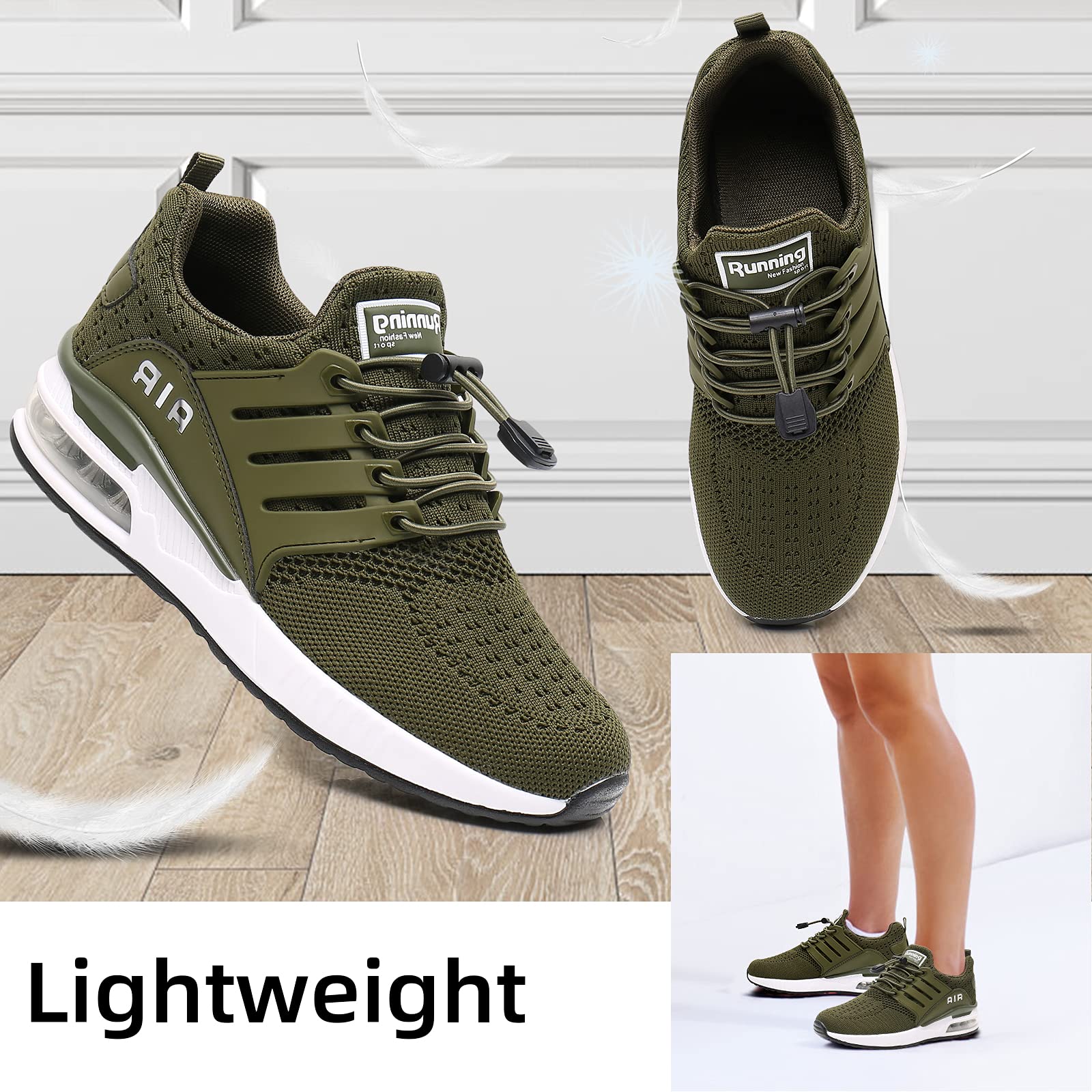 BOGOVER Women's Lightweight Air Running Shoes - Breathable Gym Jogging Tennis Sneakers with Air Cushion Technology - Slip-On Design - Perfect for Running, Workouts & Casual Wear