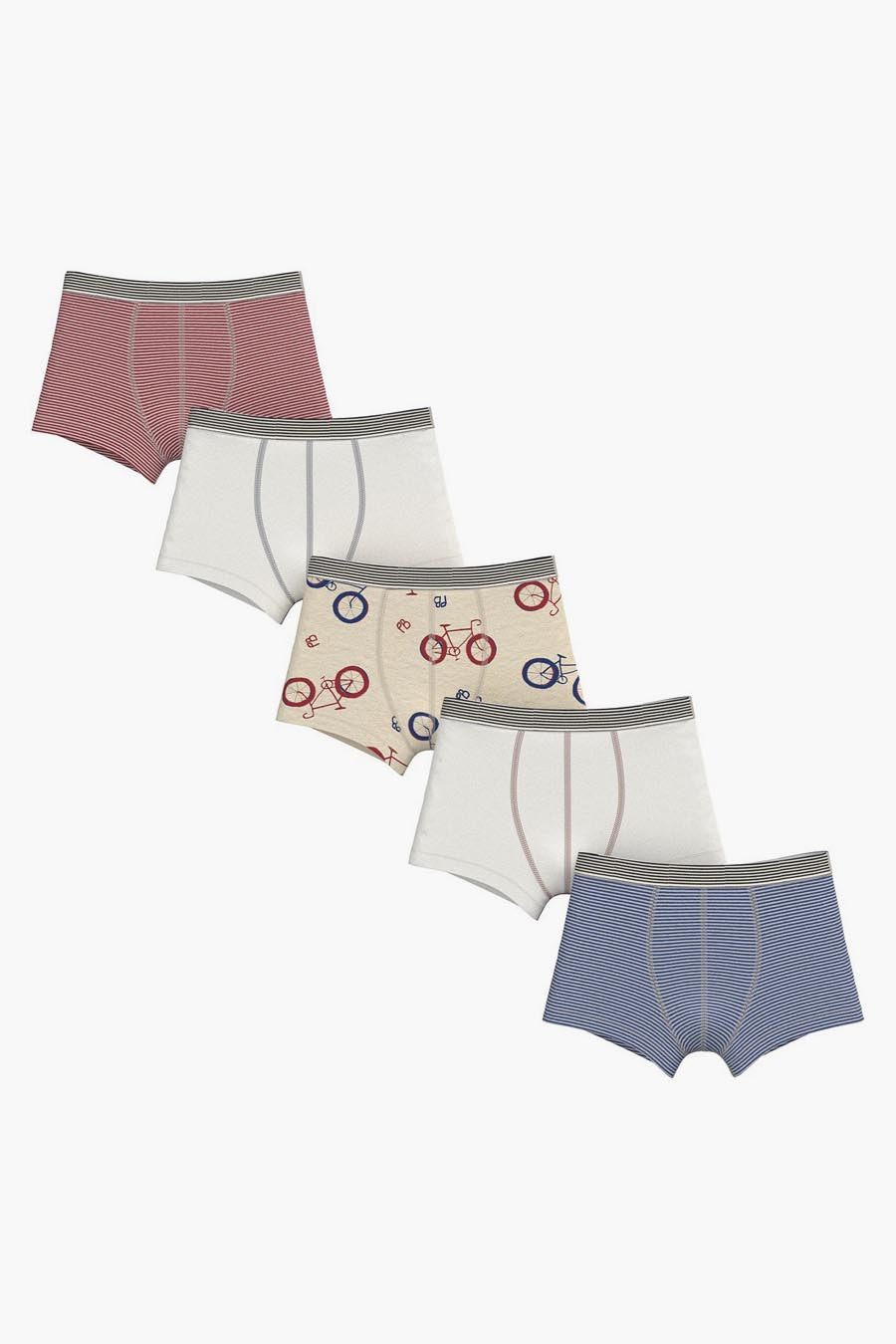 Boys' Underwear 5-Pack - Petit Bateau Bicycle Theme Boxer Briefs for Kids | Comfortable Cotton Underwear for Active Play & Everyday Wear