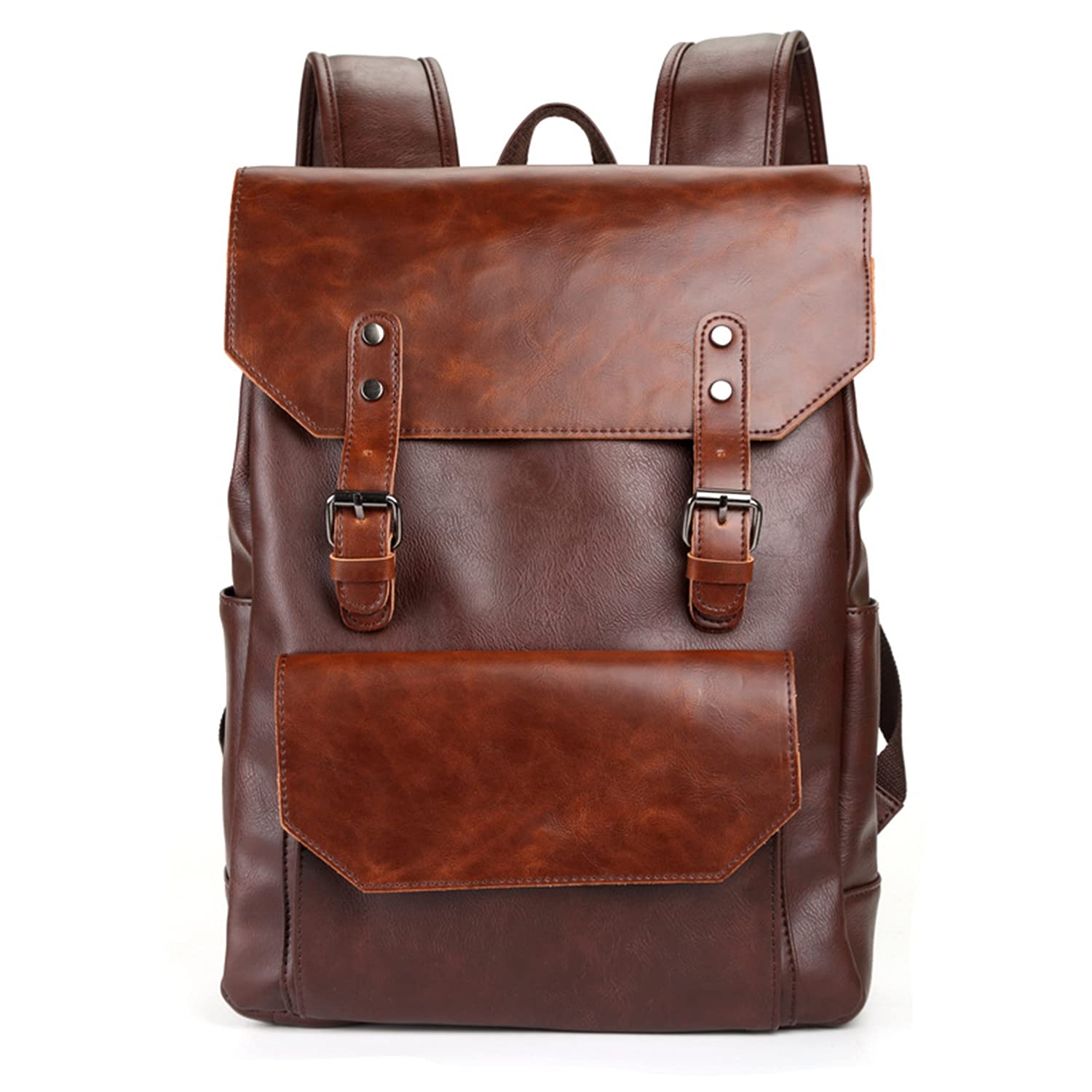 Vintage Leather Backpack for Men & Women - Classic Brown Unisex Laptop Bag, Casual Daypack & School Satchel | Perfect for Work, Travel & College Campus Use