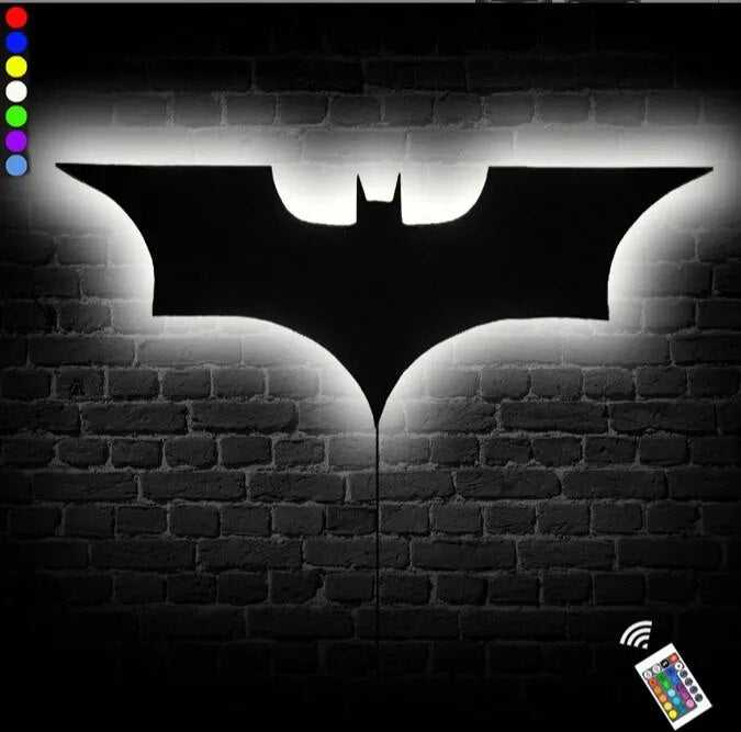 Batman LED Wall Light with Wireless Remote Control - Superhero Themed Night Light for Kids Room, Bedroom, and Game Room Decor