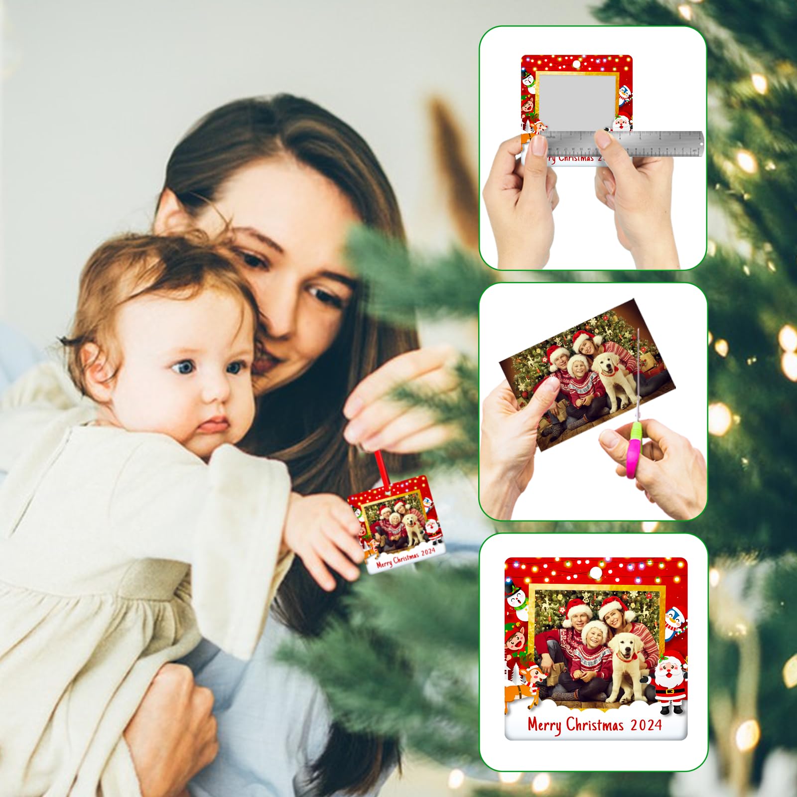 Personalized Double-Sided Acrylic Christmas Photo Ornament 2024 - Custom Picture Frame for Christmas Tree - Family Holiday Keepsake Gift (Perfect for Stocking Stuffers, Tree Decor & Festive Home Display)