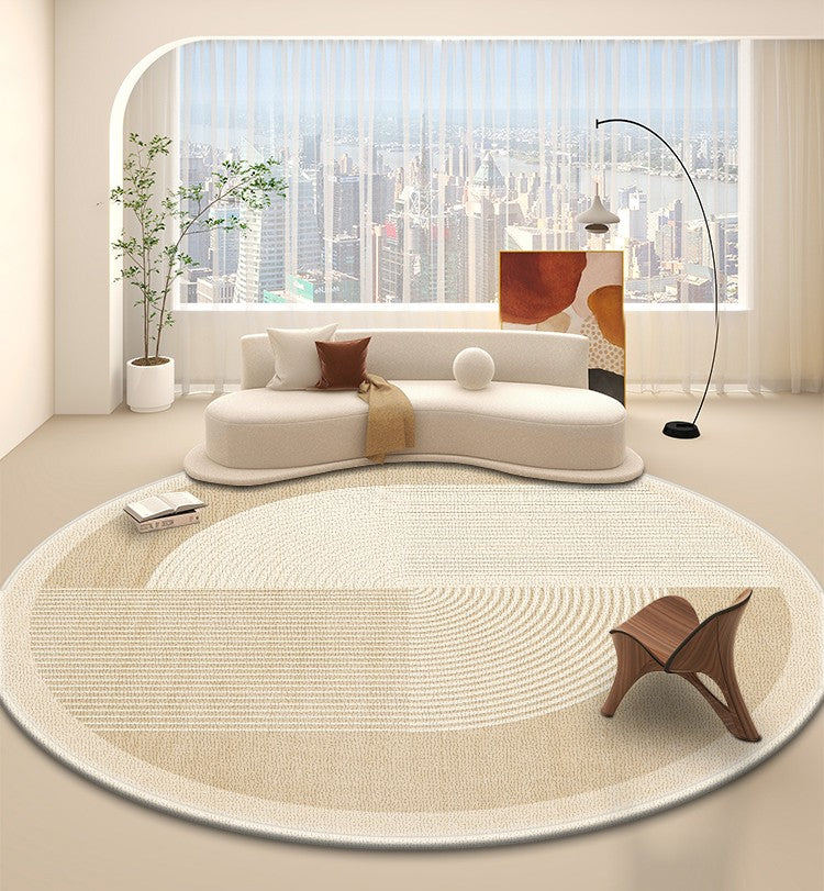 Modern Round Rugs for Bedroom & Living Room - Non-Slip Circular Contemporary Rug with Geometric Design - Perfect Under Dining Table, Nursery or Office Decor
